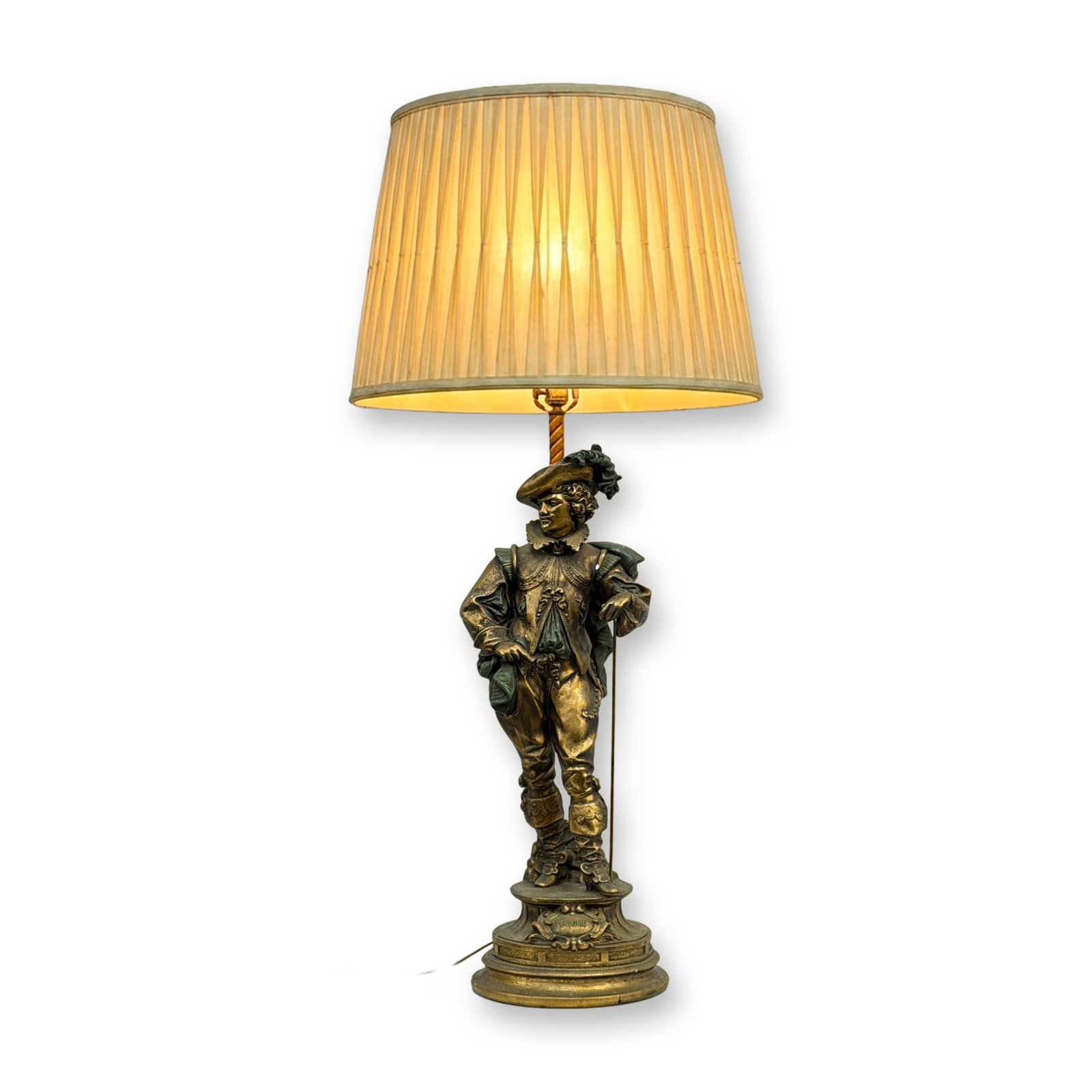 Polychrome and Gilded Plaster Cast Metal Statue Lamp w/ French Duke de Vendome (1 of 6)