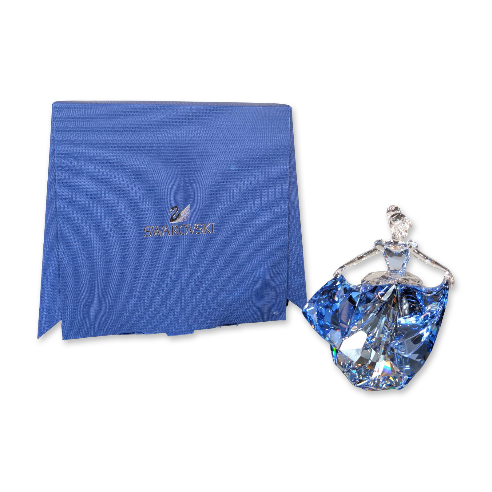 Swarovski Disney Crystal Figurine, Cinderella: Disney Limited Edition 2015 Cinderella figurine in faceted blue and clear crystal. Depicts the character in her iconic ball gown with a clear crystal bodice and arms. Underside of base is etched with 
