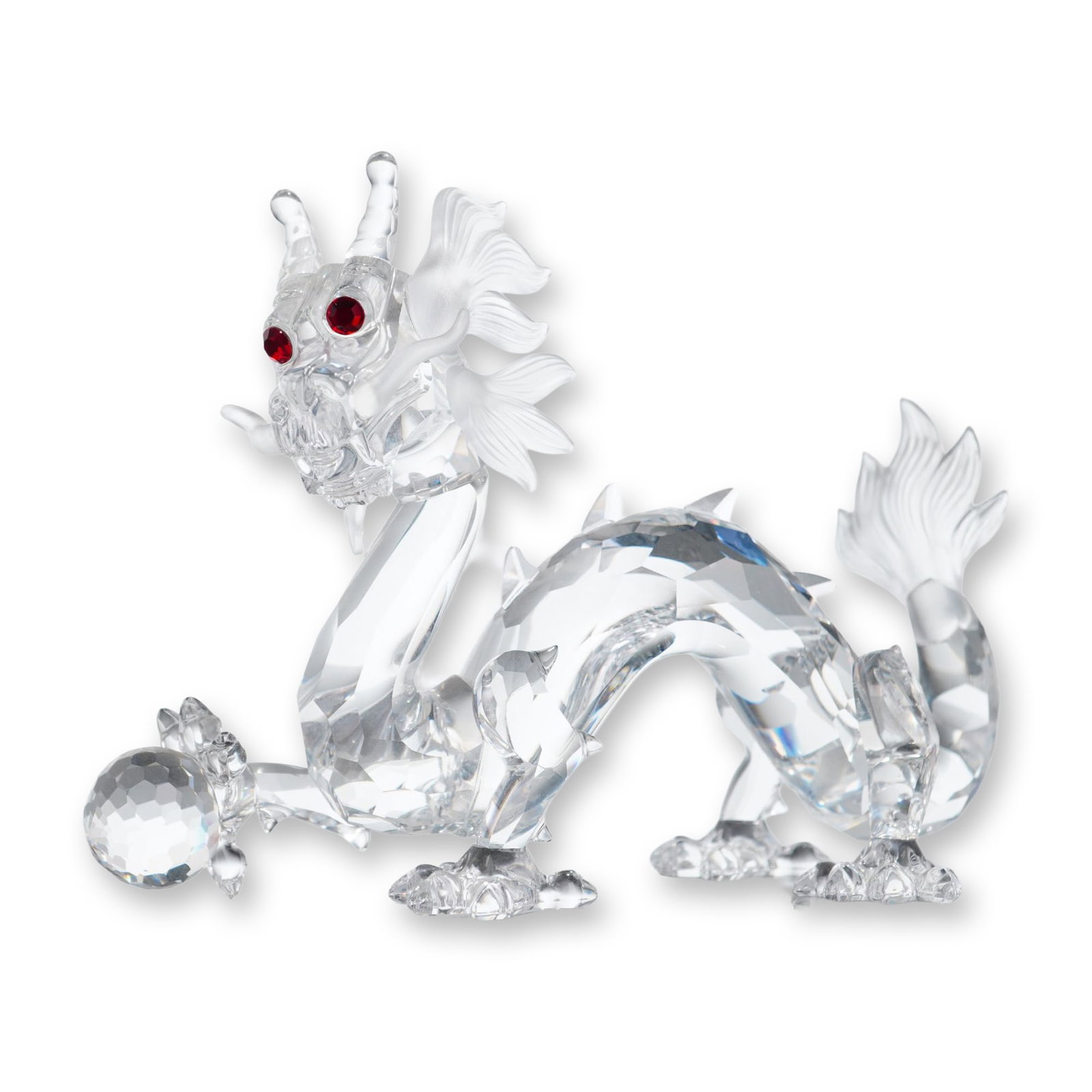 Swarovski Crystal SCS 1997 Annual Edition Figurine, The Dragon: Swarovski Crystal Society (SCS) 1997 Annual Edition crystal figurine titled The Dragon, model number 208398, designed by Gabrielle Stamey. Lead crystal construction featuring a clear faceted serpentin