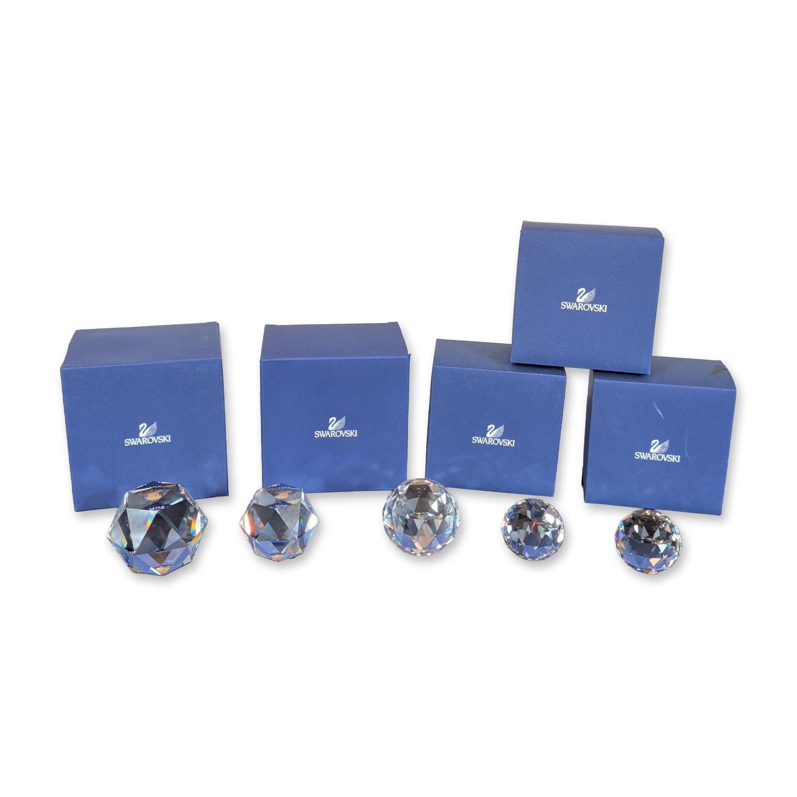 Group of Five Swarovski Faceted Crystal Paperweights (1 of 4)