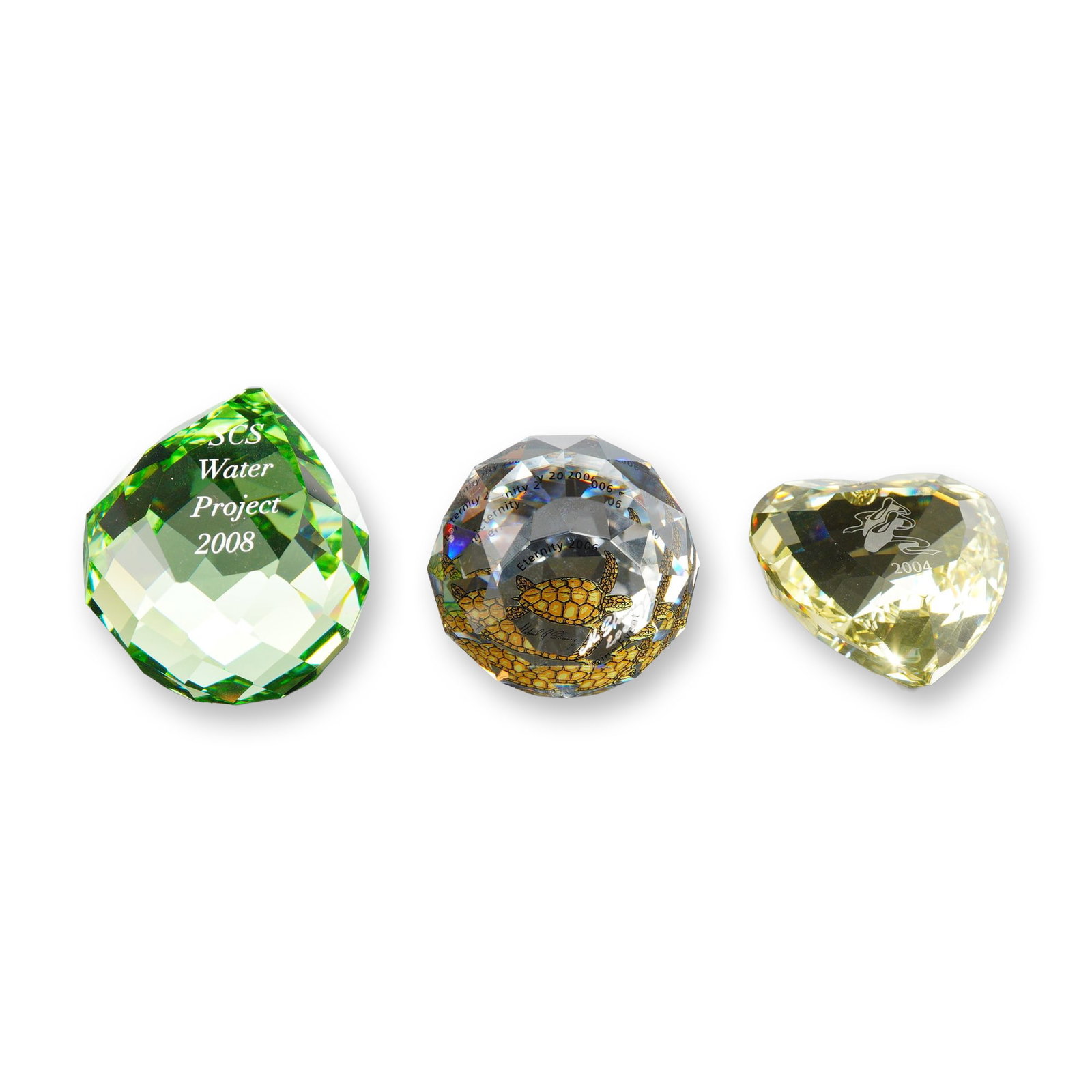 Three Swarovski SCS Commemorative Crystal Paperweights (1 of 6)