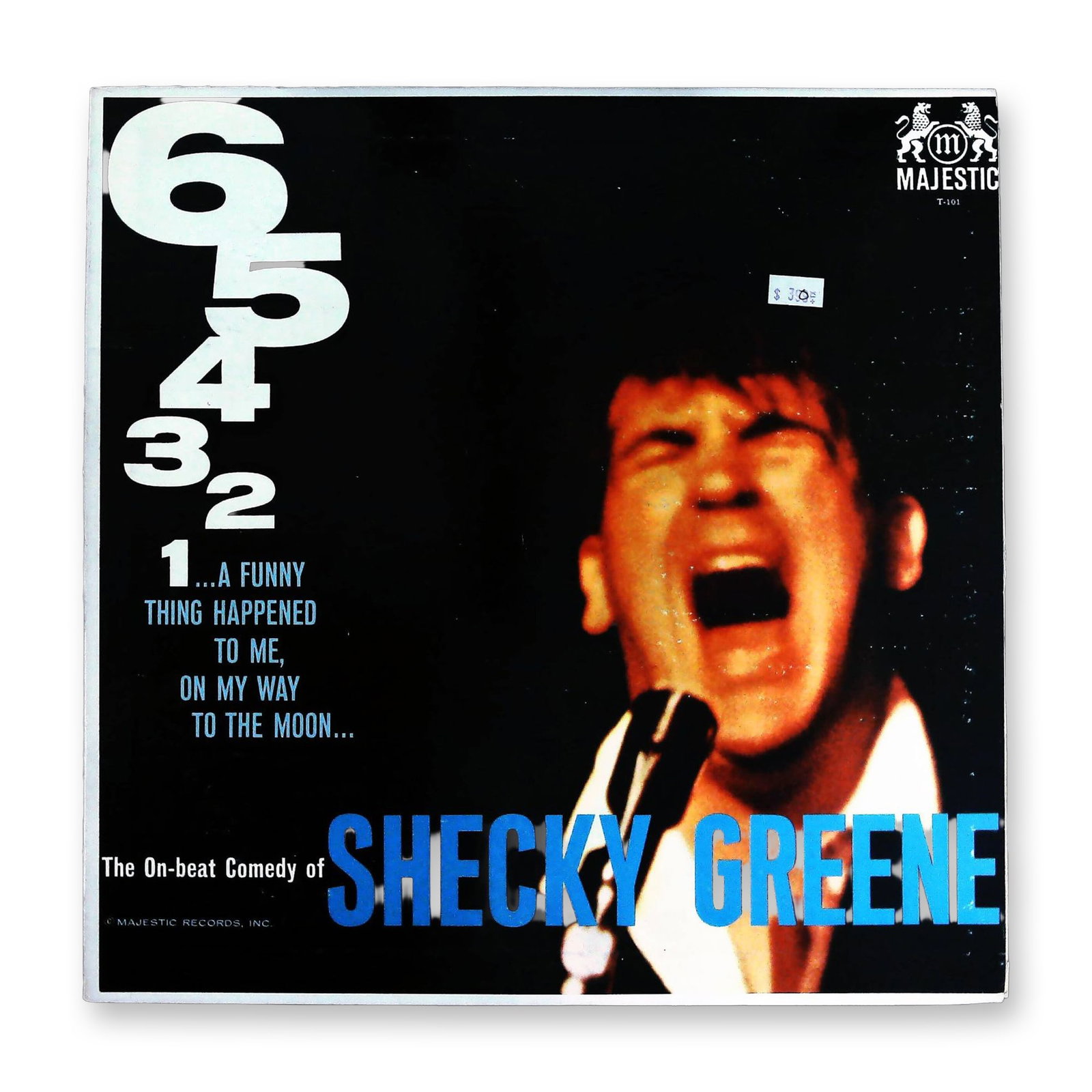 Shecky Greene 654321 Comedy LP Majestic Records: This is a single vintage LP record album, titled 6 5 4 3 2 1...A Funny Thing Happened, On My Way To The Moon... by comedian Shecky Greene. The record was issued on the Majestic Records label, catalog 