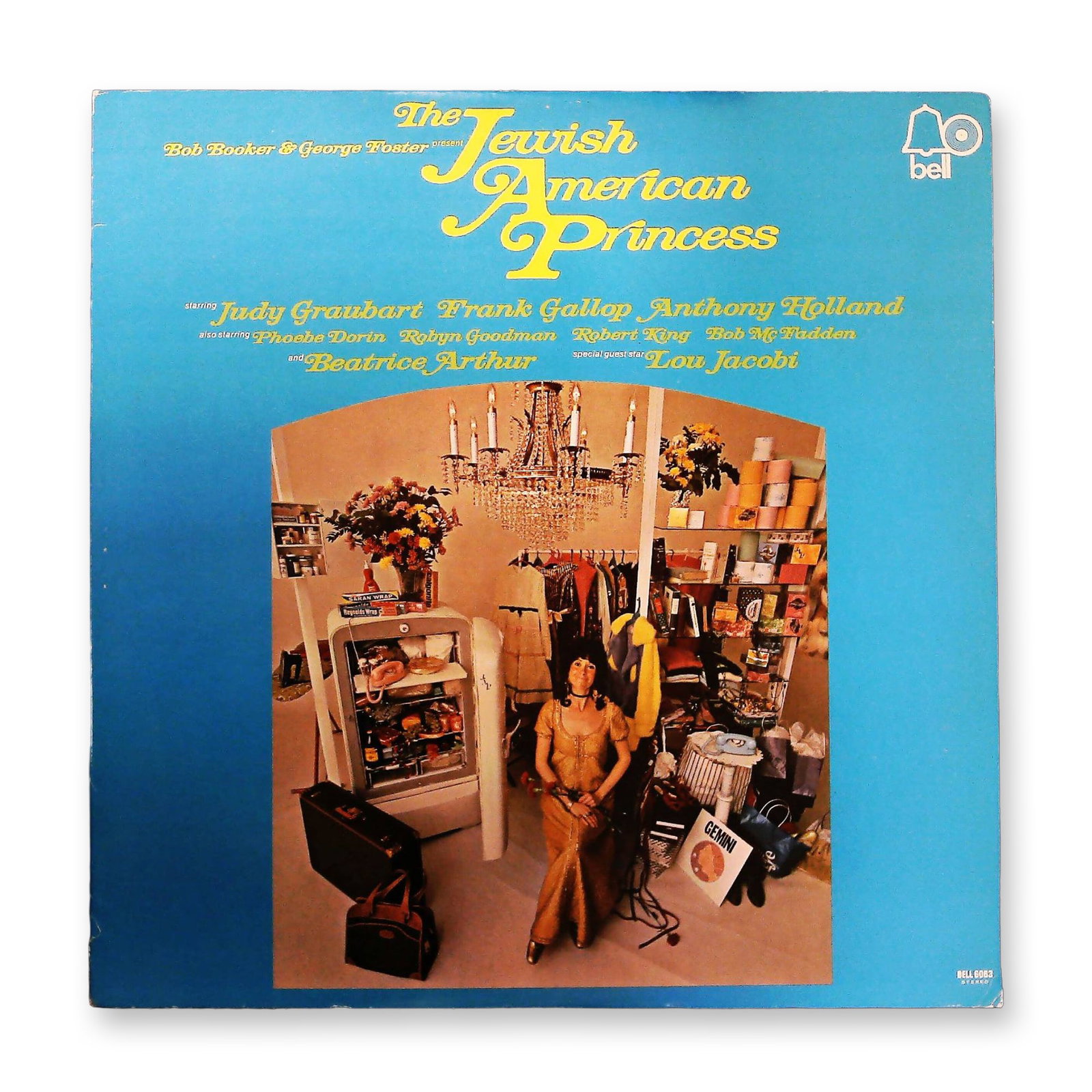 The Jewish American Princess Comedy LP, Bob Booker and George Foster, Bell Records 1972: A single black vinyl 33 1/3 RPM LP record, catalog number BELL 6063 STEREO, released by Bell Records in 1972. The album, titled The Jewish American Princess, is a comedy recording presented by Bob Boo