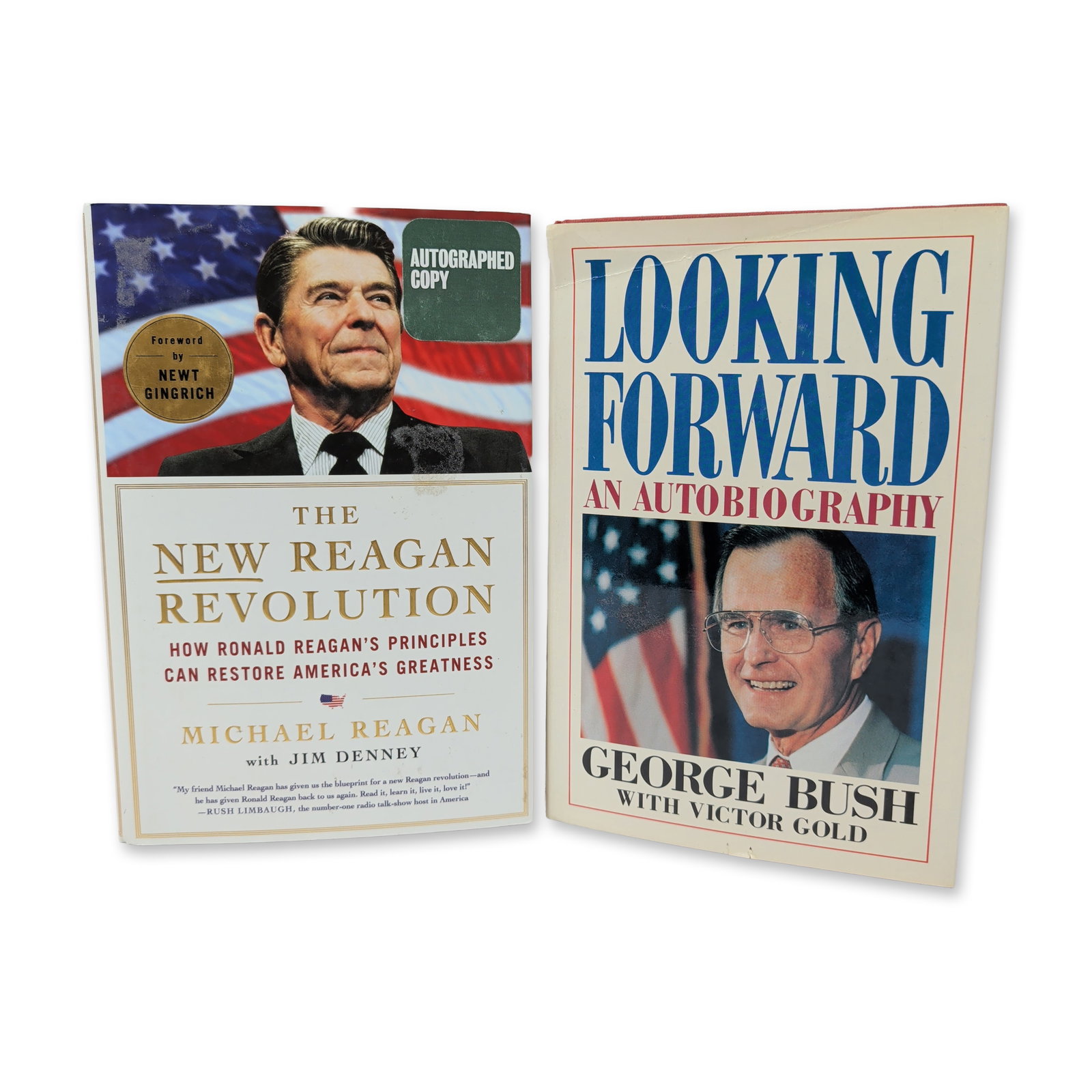 Two Signed First Edition Hardcover Political Volumes by Bush and Reagan (1 of 7)