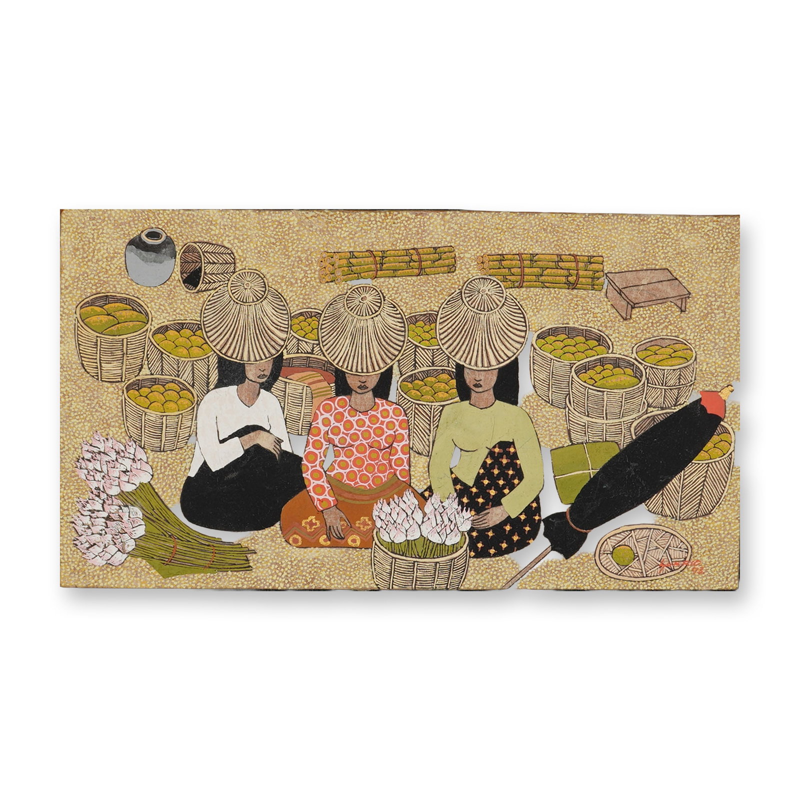 Sukri, 'Market Scene', Serigraph on Fabric, Unnumbered (1 of 5)