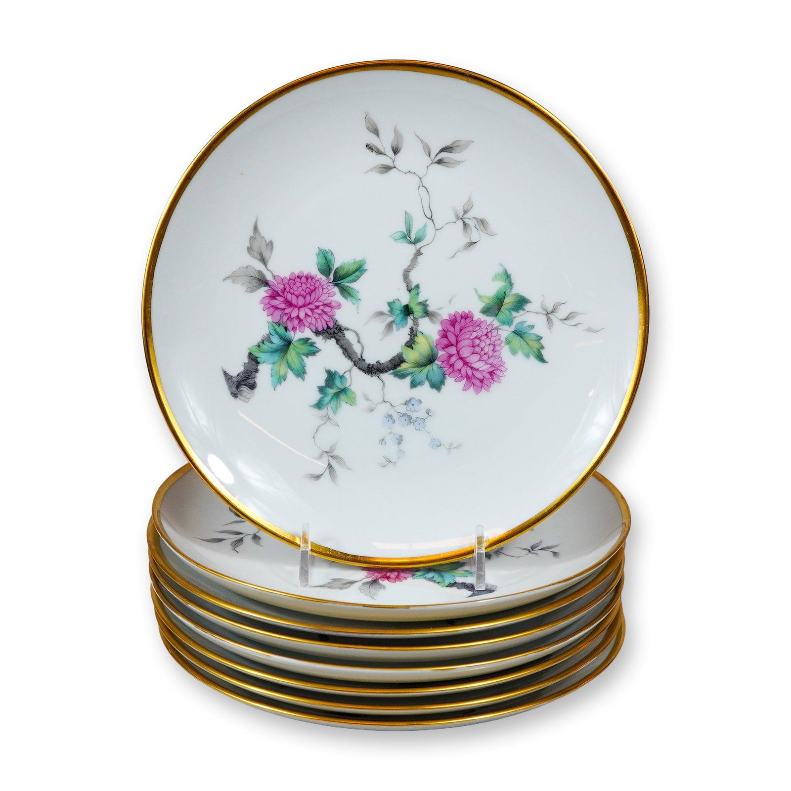 Osborne China Hand Decorated Floral Plates, 22K Gilding (1 of 3)