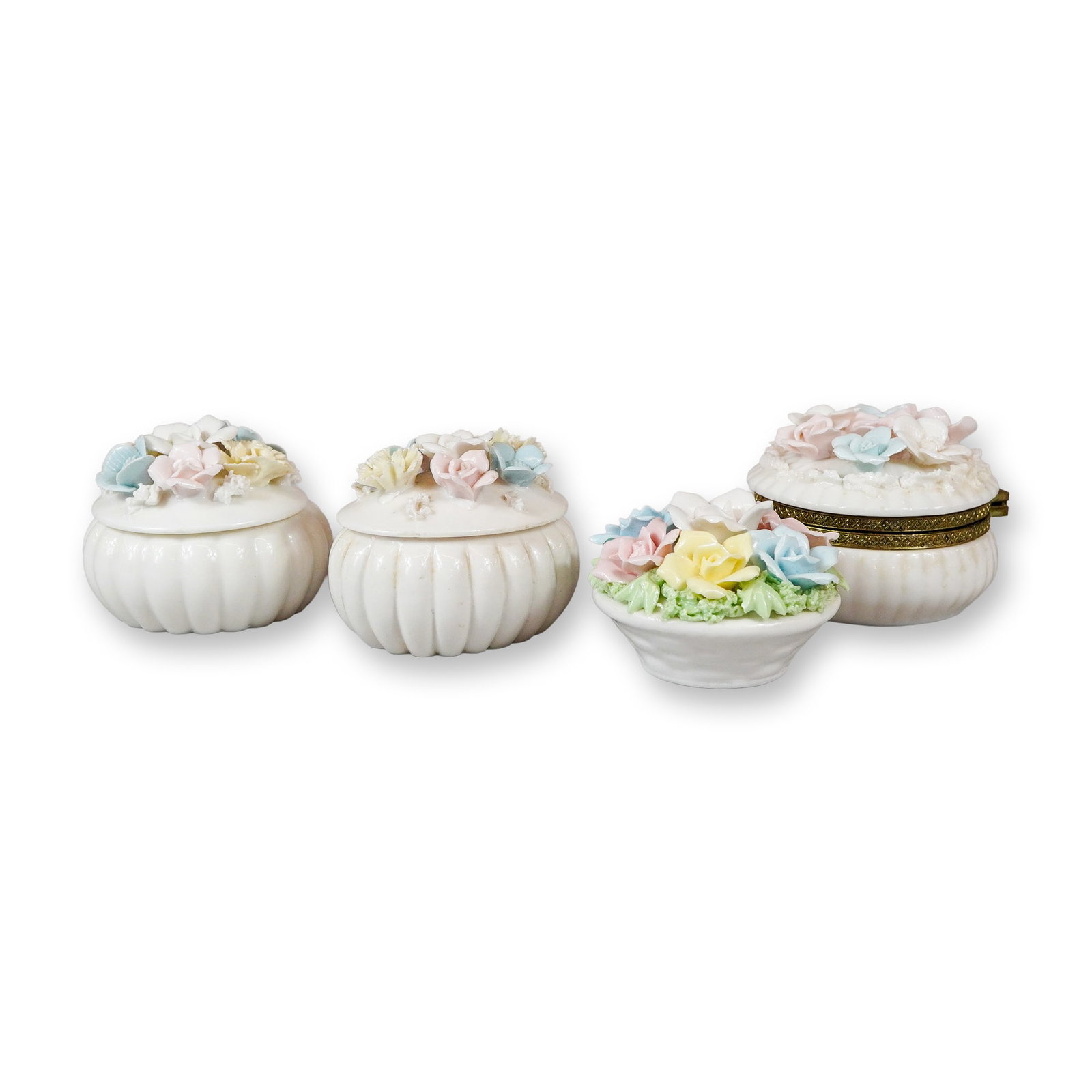 4pc Pastel Floral Lidded Ceramic Boxes (1 of 3)