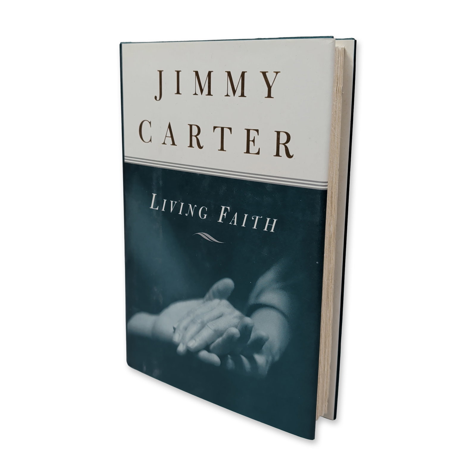 First Edition Jimmy Carter Hardcover 1996 Times Book, Living Faith, Signed: Jimmy Carter. Living Faith hardcover book in publisher's cloth-backed boards with original dust jacket, 1996. Stated first edition, second printing as indicated by the number line on the copyright pag