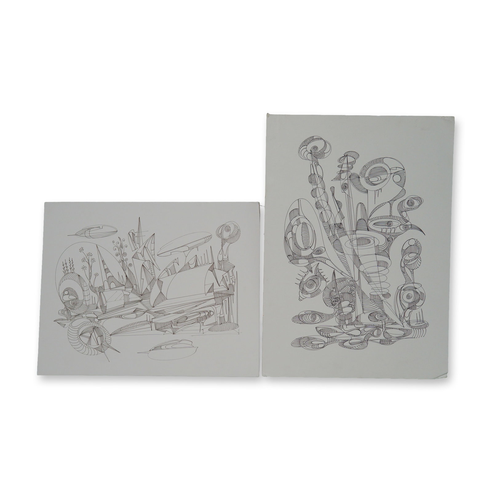 2pc Alfonso Rendon aka Masplata (Panamanian, 1957 - 2025), Pen Sketch on Board, Figuras (1 of 8)