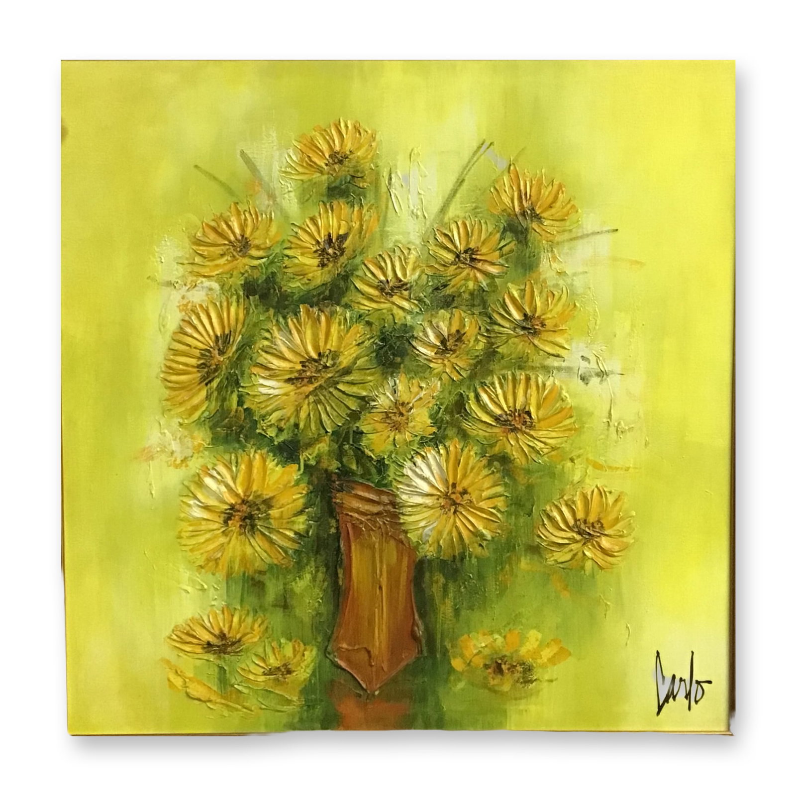 Carlo of Hollywood, Oil on Canvas, Still Life of Flowers, Signed (1 of 5)
