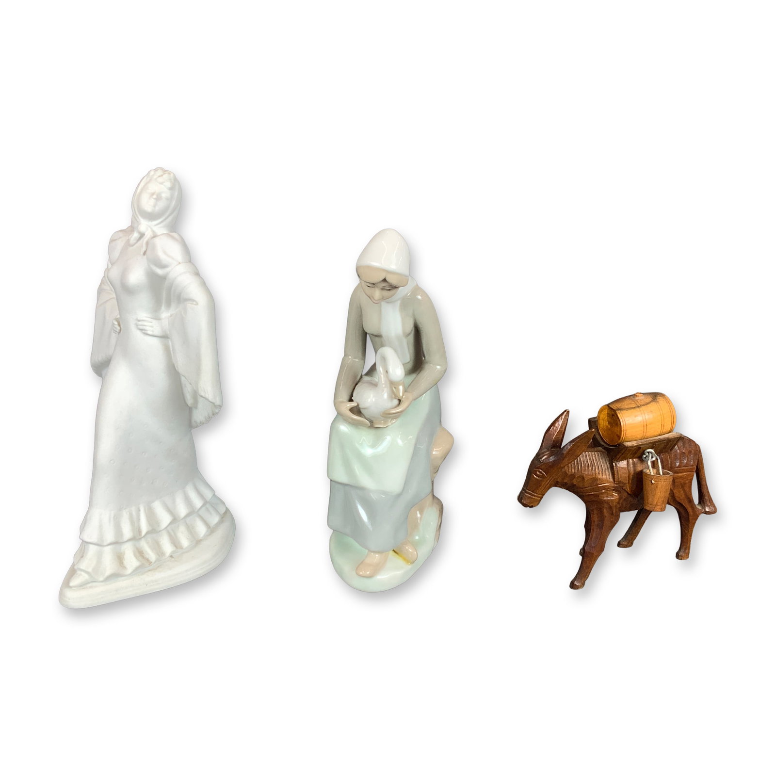 3pc Porcelain and Wood Figurines (1 of 4)
