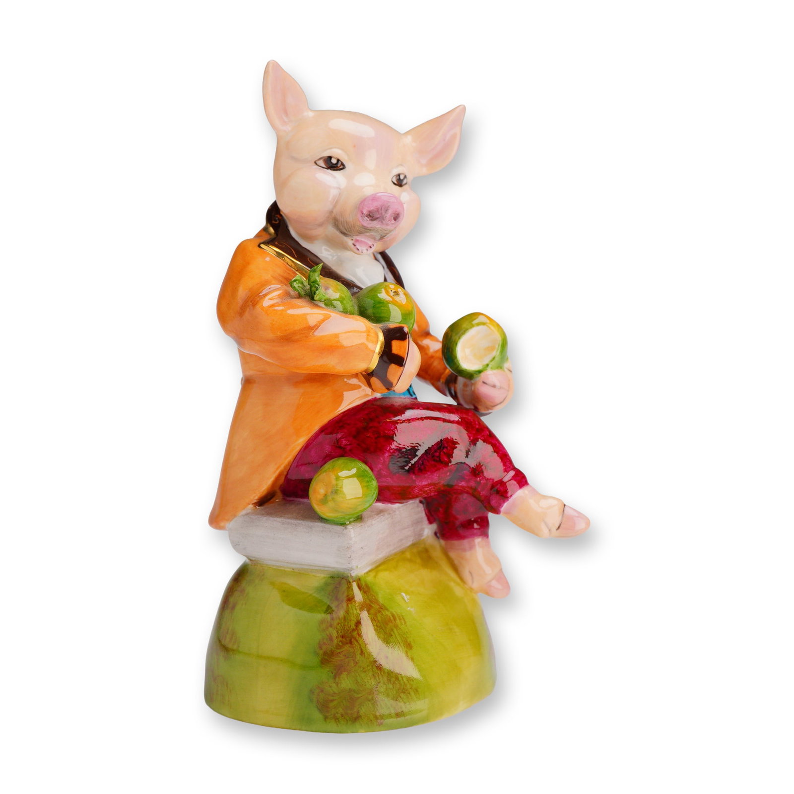 Royale Stratford Hand Painted Bone China Mr. Pig with Apples Figurine (1 of 4)