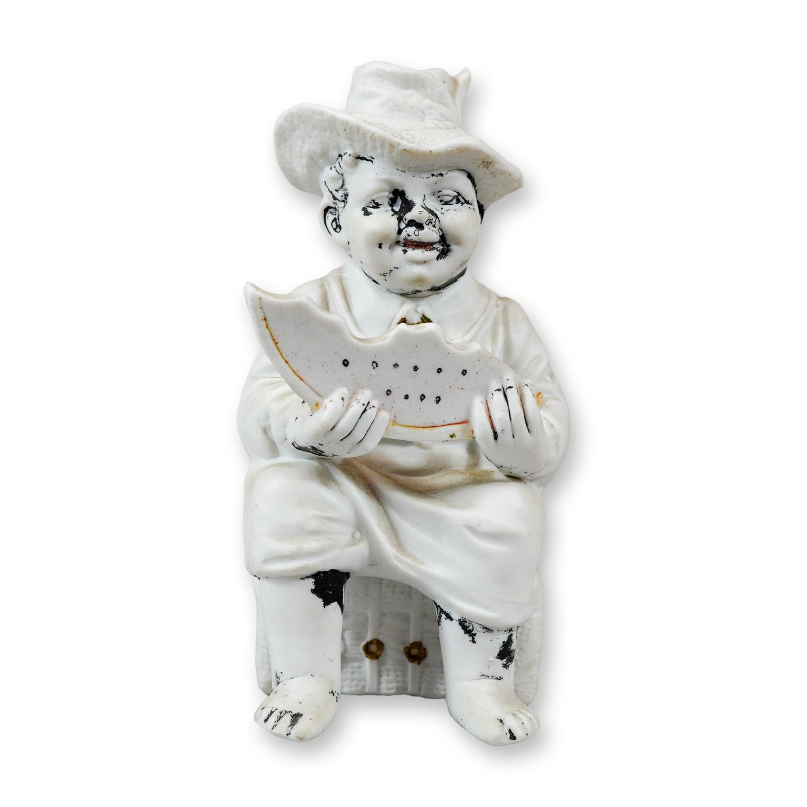 Bisque Porcelain Black Americana Figurine of a Child Eating Watermelon (1 of 3)