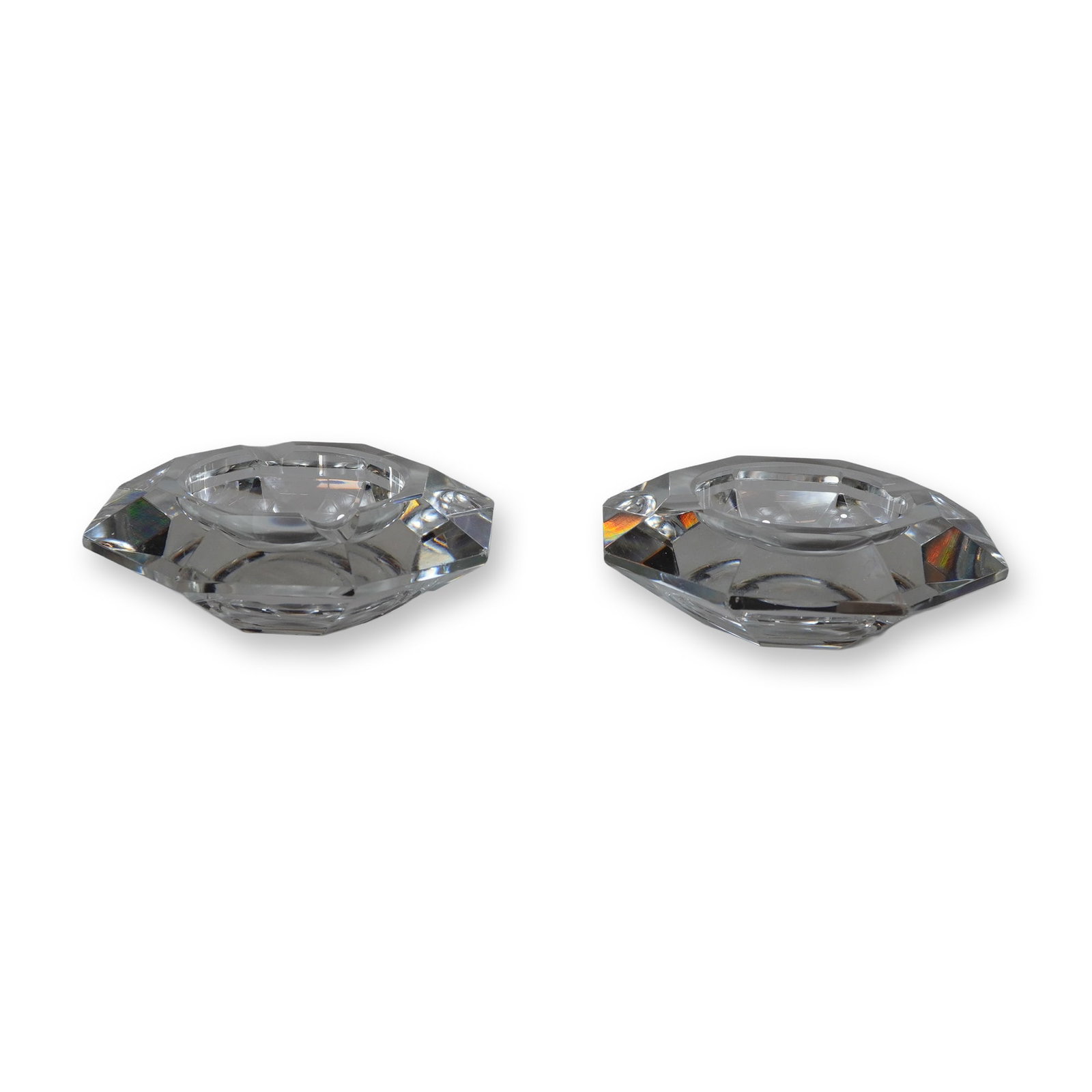 A Pair of Val St. Lambert Faceted Crystal Ashtrays (1 of 4)