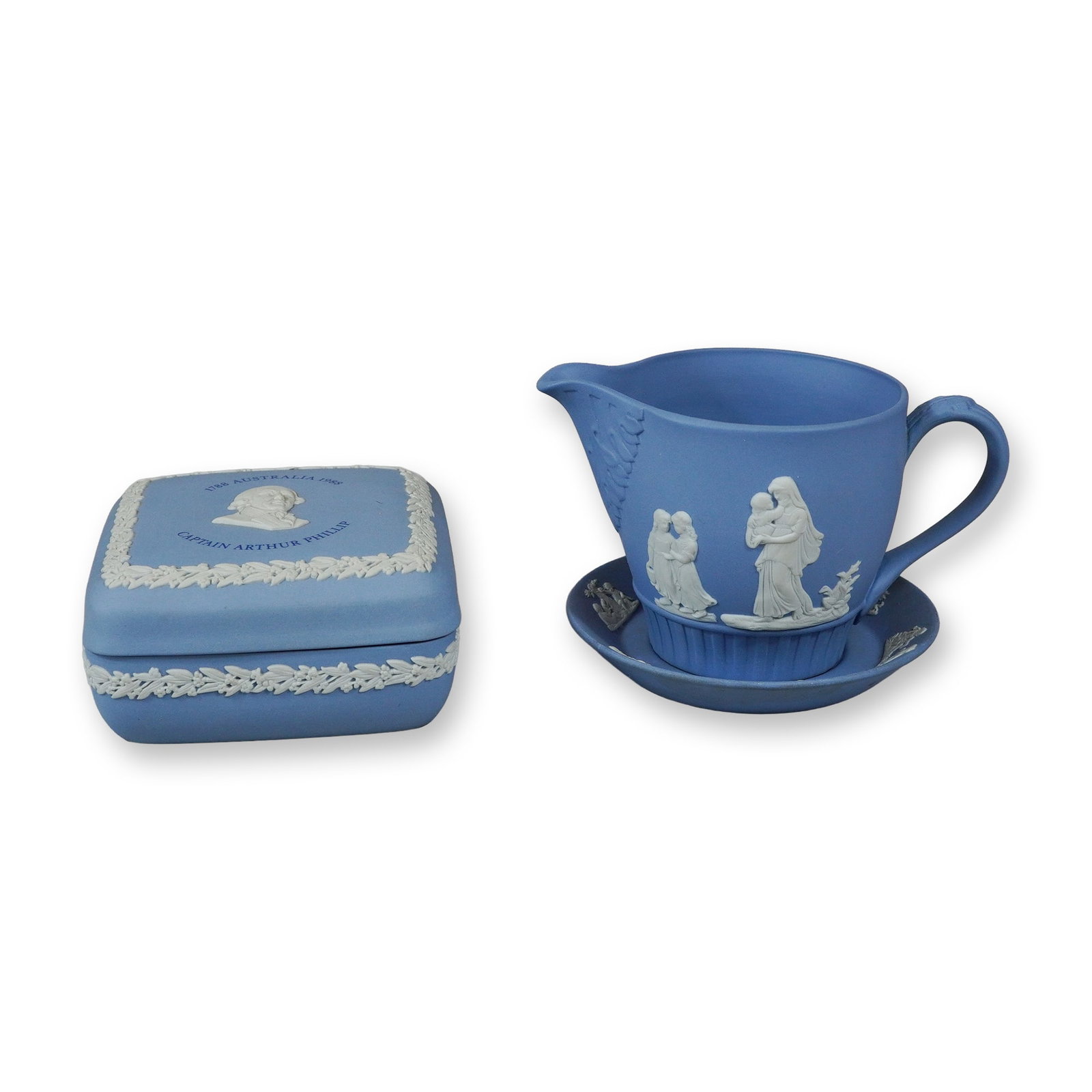 3pc Wedgwood Blue Jasperware Commemorative and Tableware Pieces (1 of 3)