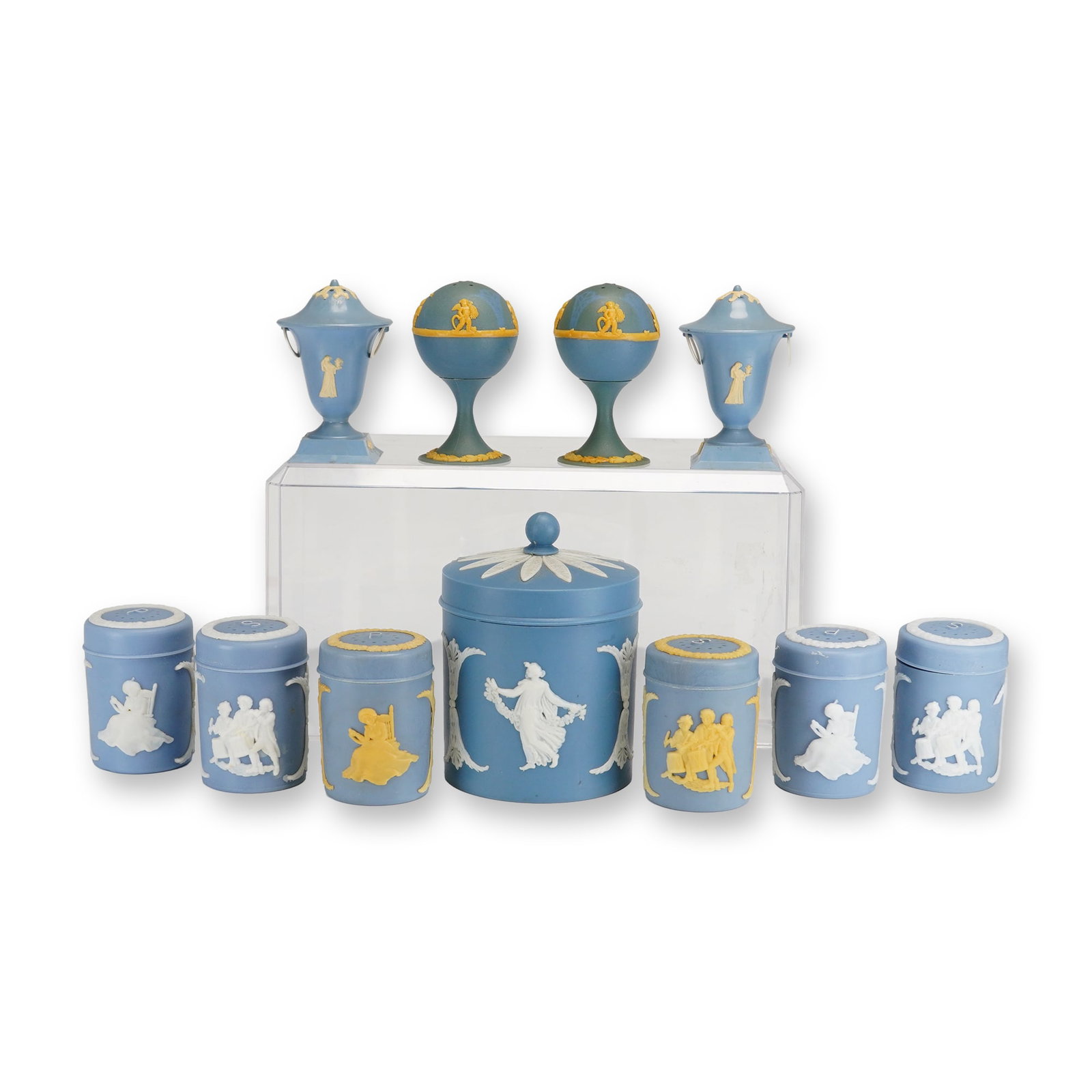 11pc Americania Plastic Tabletop Set in the Style of Wedgwood Jasperware (1 of 5)