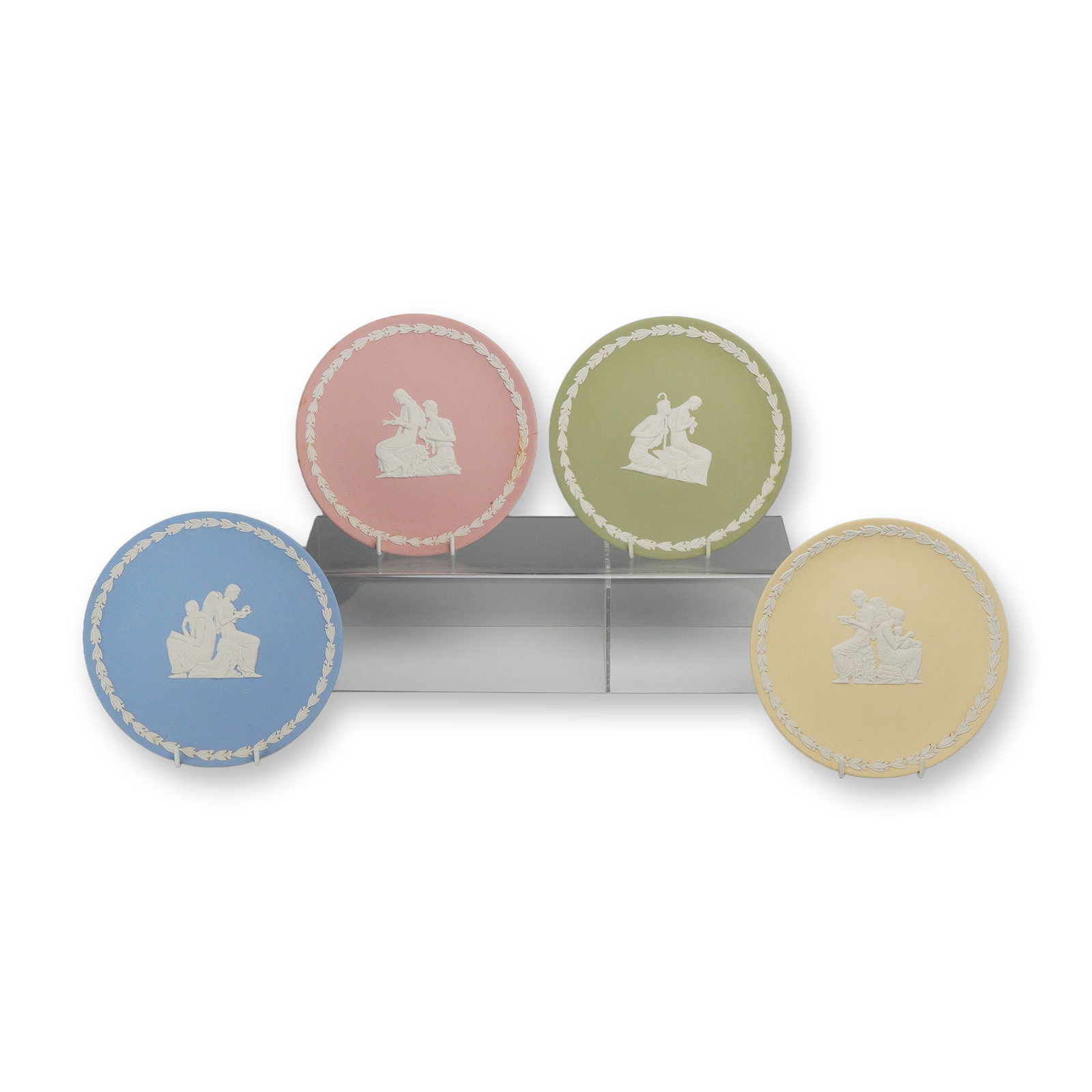 Set of 4 Wedgwood Jasperware Seasons of Life Huntington Library 75th Anniversary Plates (1 of 4)