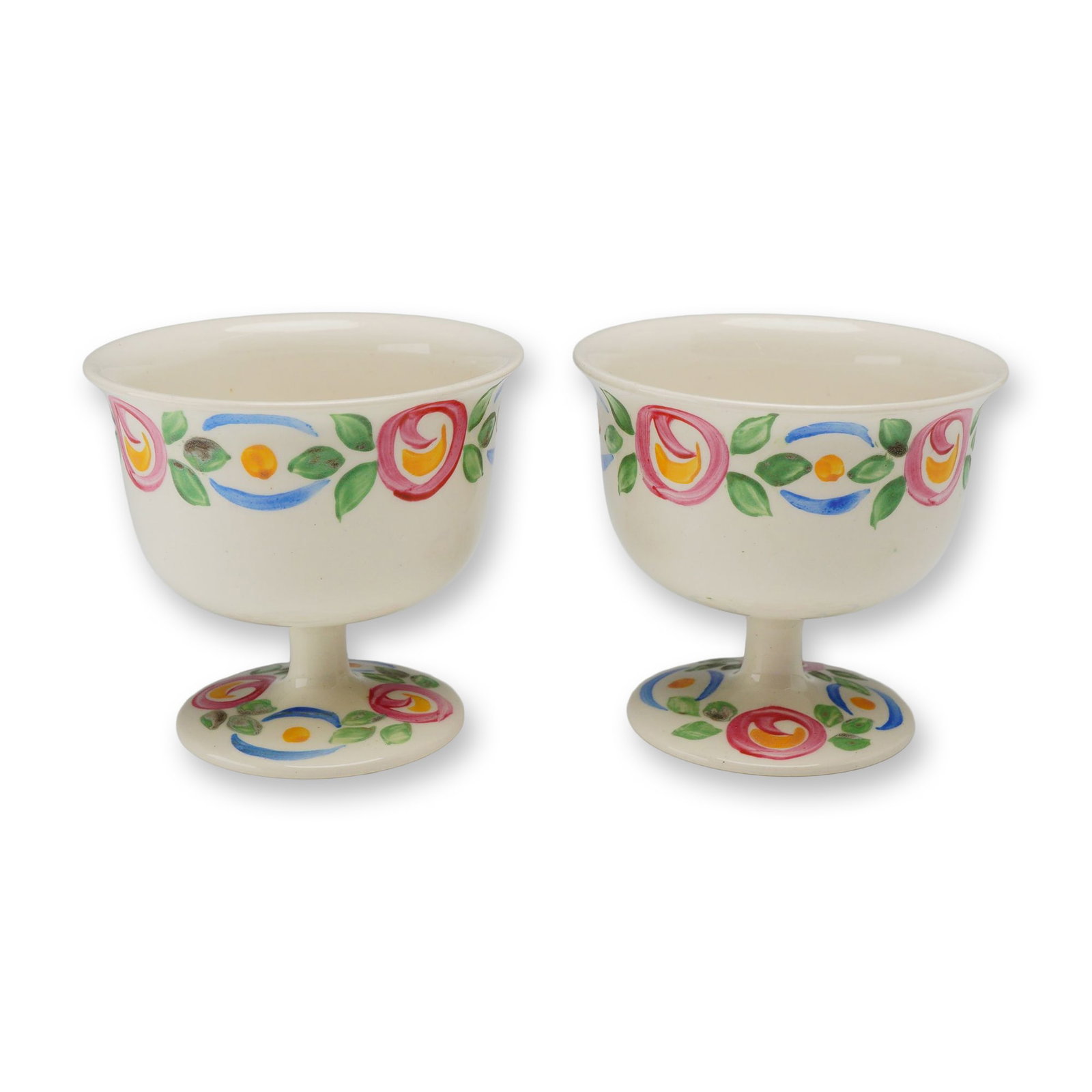 Pair of Wedgwood Hand-Painted Ceramic Footed Cups, Prairie Flowers (1 of 3)