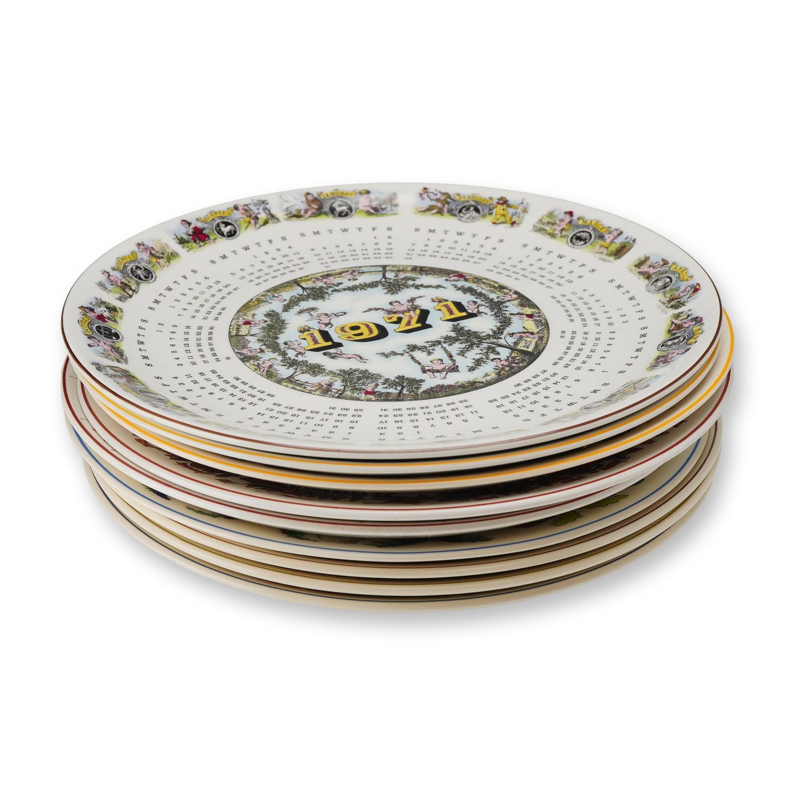 9pc Wedgwood Bone China Calendar Plates, 1971-1979 (1 of 3)
