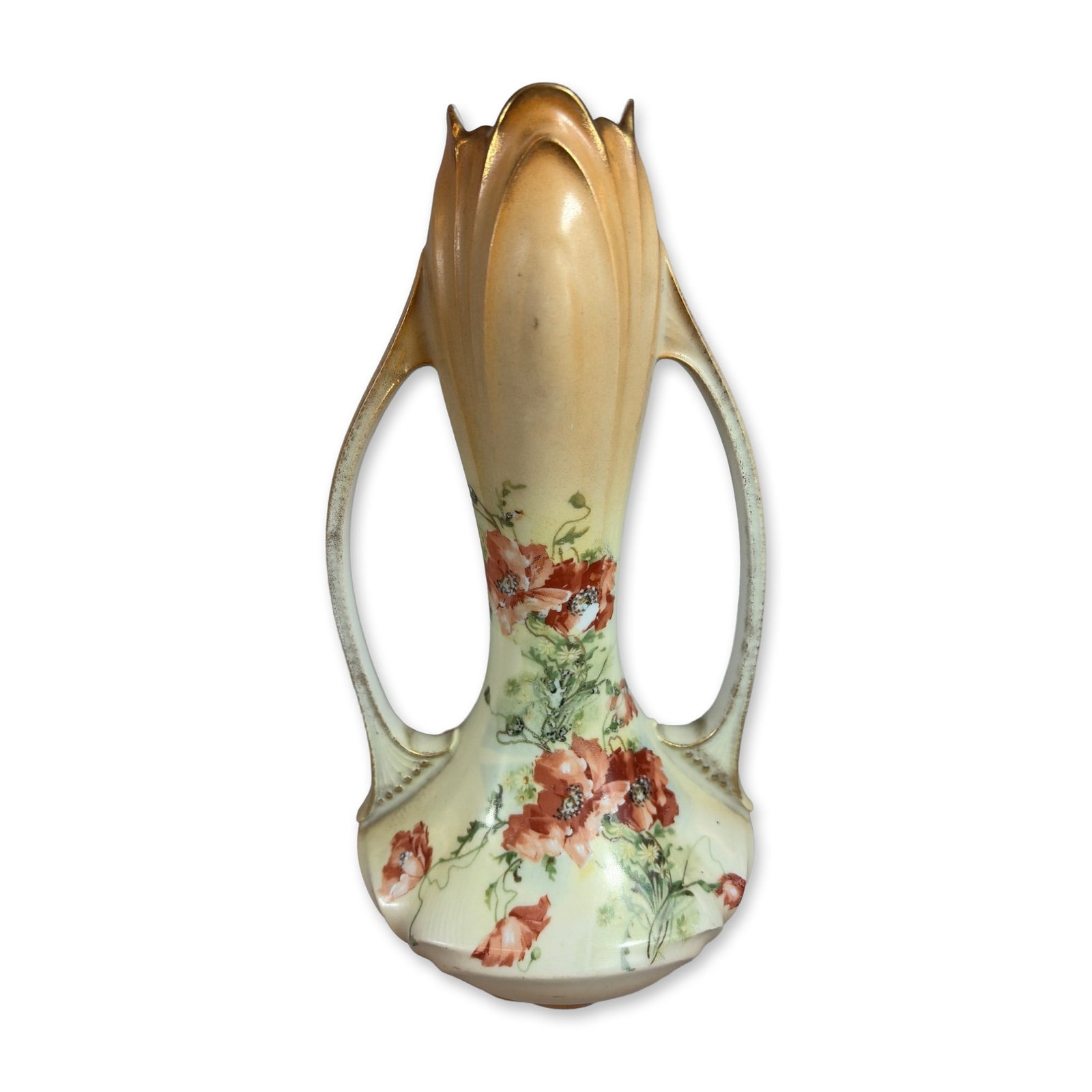 Art Nouveau Blush Cream-colored Porcelain Poppy Vase (1 of 4)