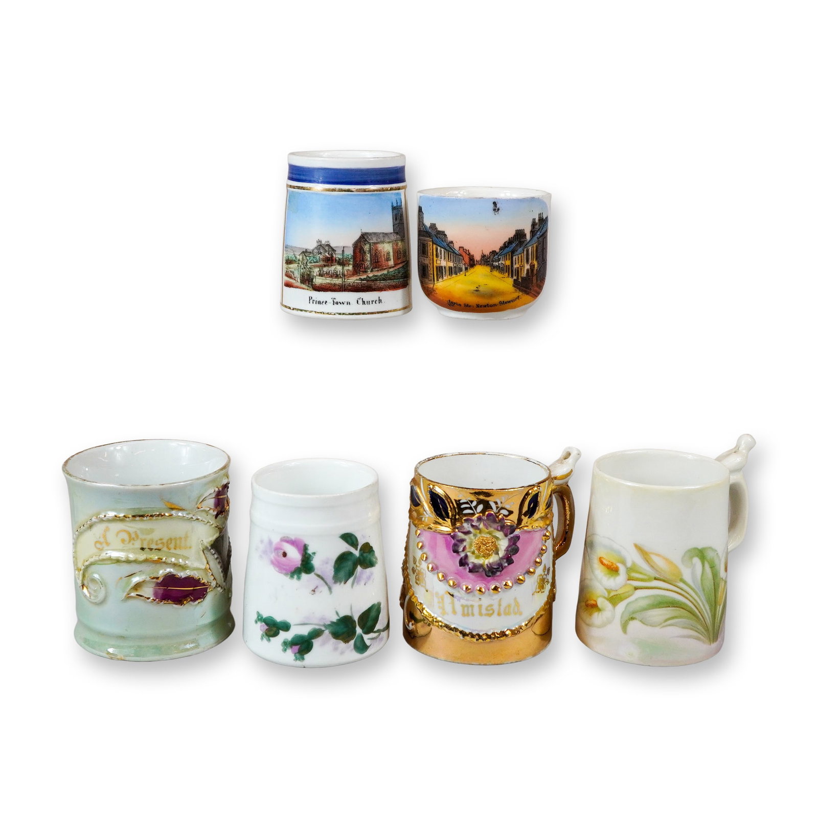 6pc German Porcelain Miniature Souvenir and Presentation Mugs (1 of 3)