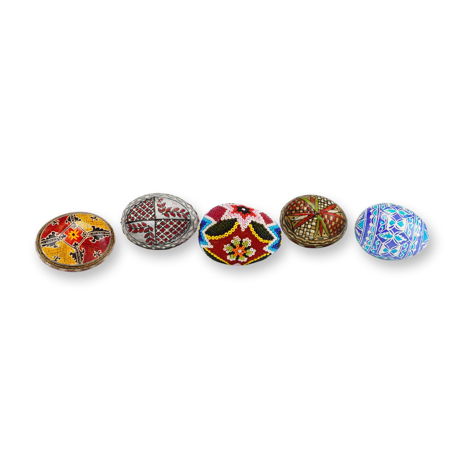 A Collection of Ukrainian Wooden Pysanky and Beaded Easter Eggs (1 of 3)