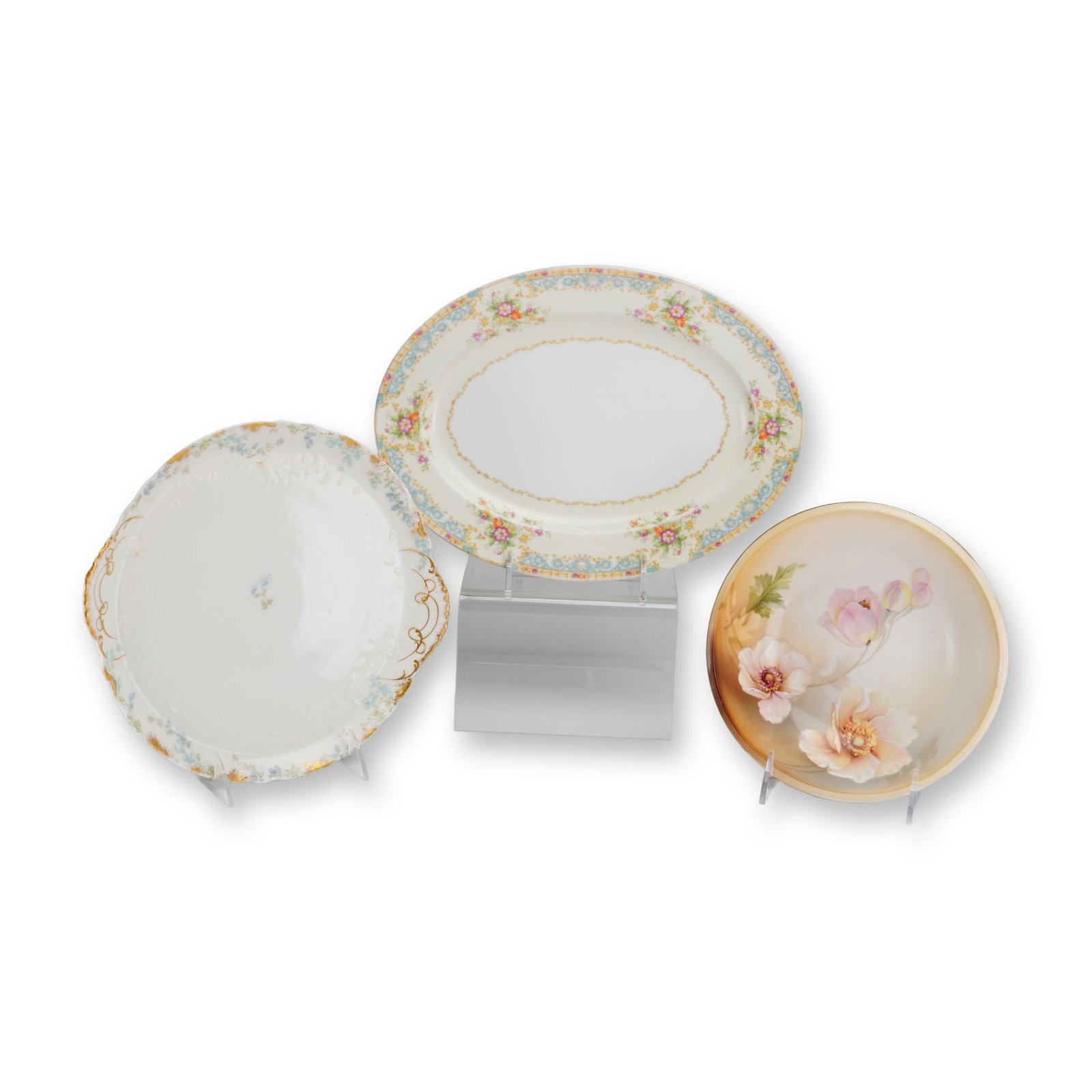 Three Floral Decorated Porcelain Tableware Pieces (1 of 3)