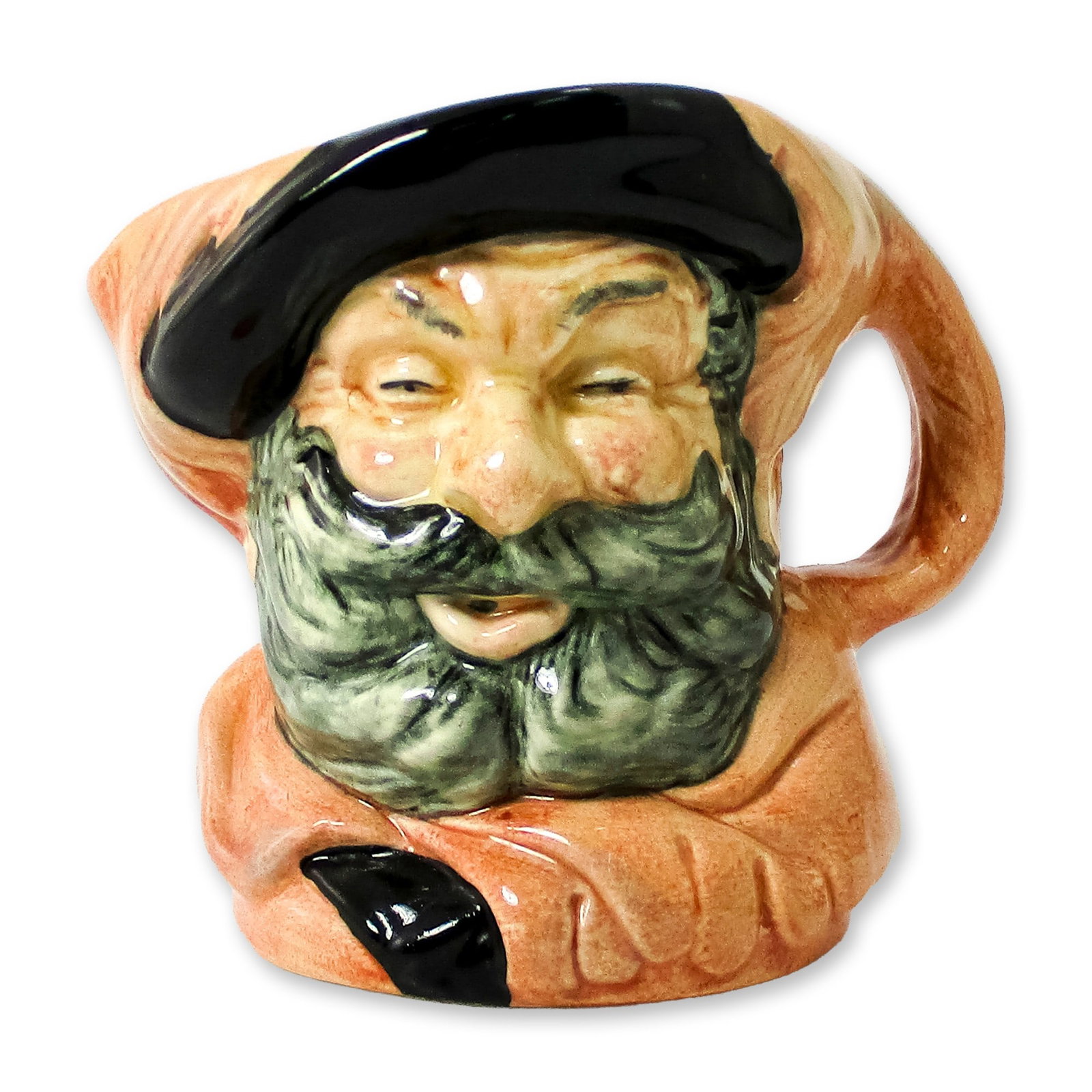 Falstaff D6385 - Small - Royal Doulton Character Jug: Variation One. Rose tunic; black hat, rose plumes; grey beard. Series: Characters From Literature. Royal Doulton backstamp. Artist: Harry Fenton Dimensions: 3.5"H Date or Era: 1950 - 1995 Manufacturer