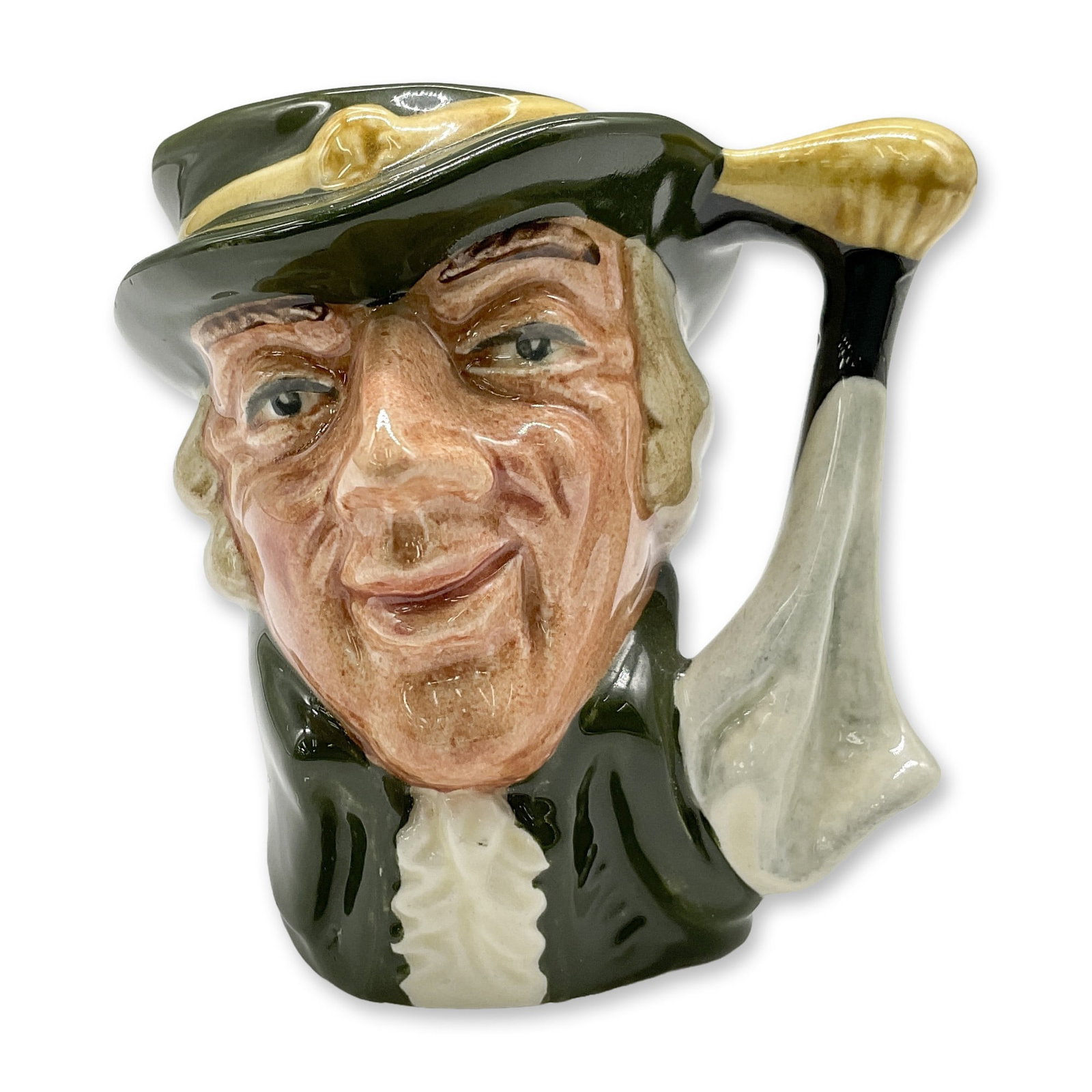 Regency Beau D6565 - Mini - Royal Doulton Character Jug: Green coat; green and yellow hat. Royal Doulton backstamp. Artist: David B. Biggs Dimensions: 2.75"H Date or Era: 1962 - 1967 Manufacturer or Brand: Royal Doulton Country of Origin: England