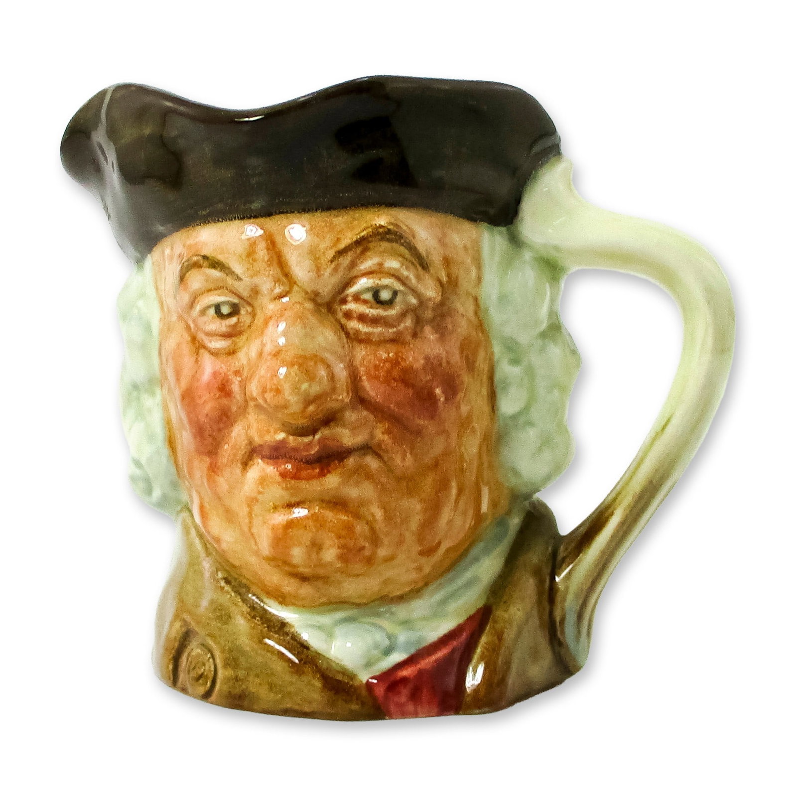 Sam Johnson D6296 - Small - Royal Doulton Character Jug: Dark brown hat; light brown, maroon and white robes. A celebrated poet, essayist and lexicographer, Dr. Johnson (1709 - 1784) published his Dictionary in 1755, which was the first systematic study of 