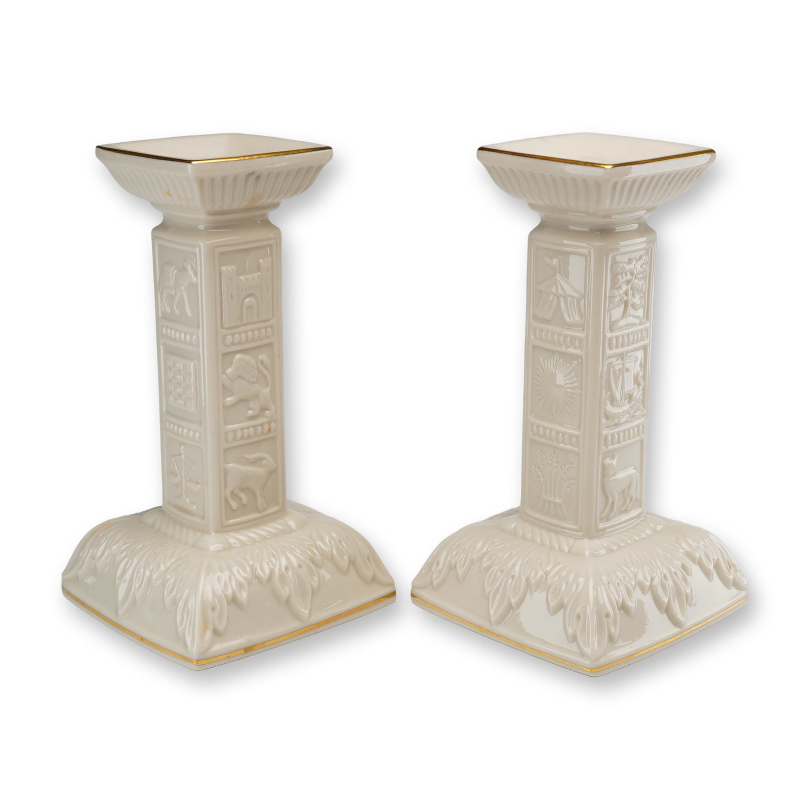 Pair of Lenox Porcelain Sabbath Candlesticks with 22k Gold Gilding (1 of 4)