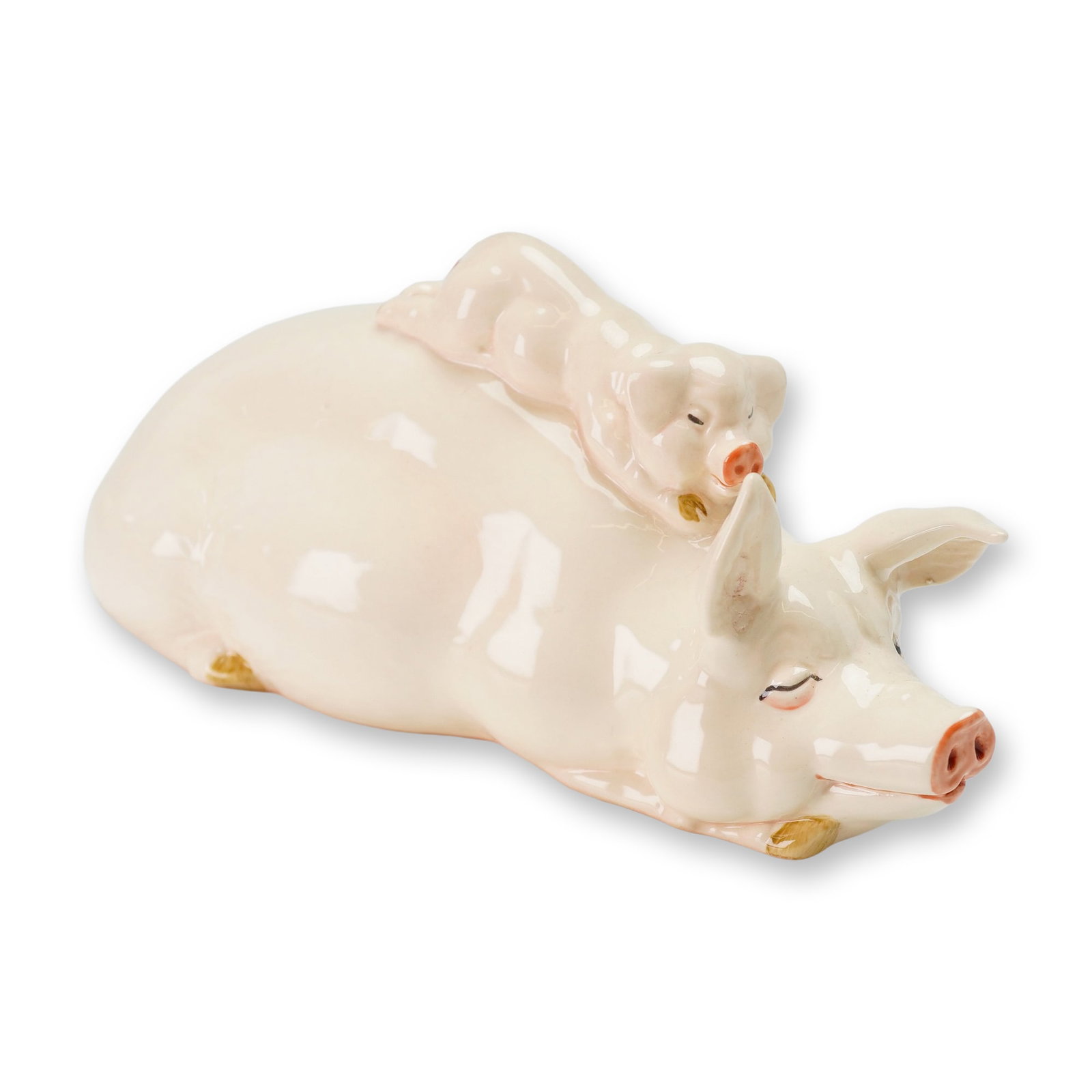 Beswick England Porcelain Sow and Piglet Figurine, Piggyback (1 of 3)