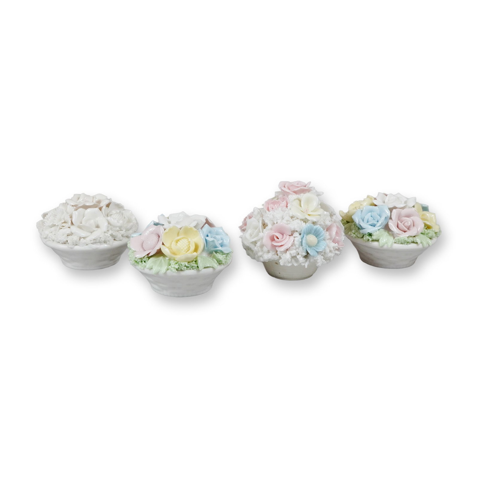 4pc Porcelain Flower Basket Ornaments and Perfume Bottles (1 of 3)