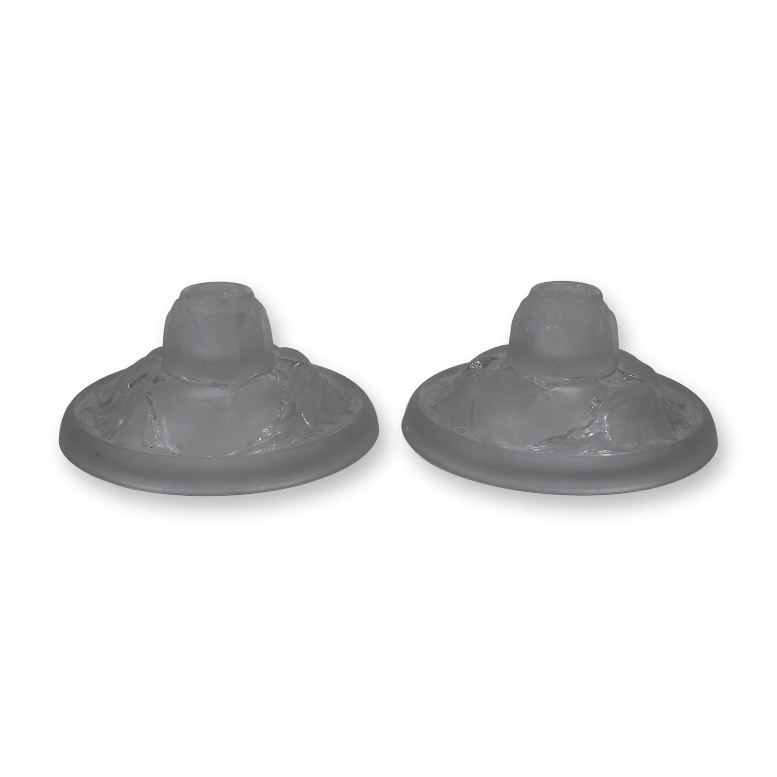 2pc Verlys Crystal Candle Holders with Raised Relief Frosted Leaf Motif (1 of 5)
