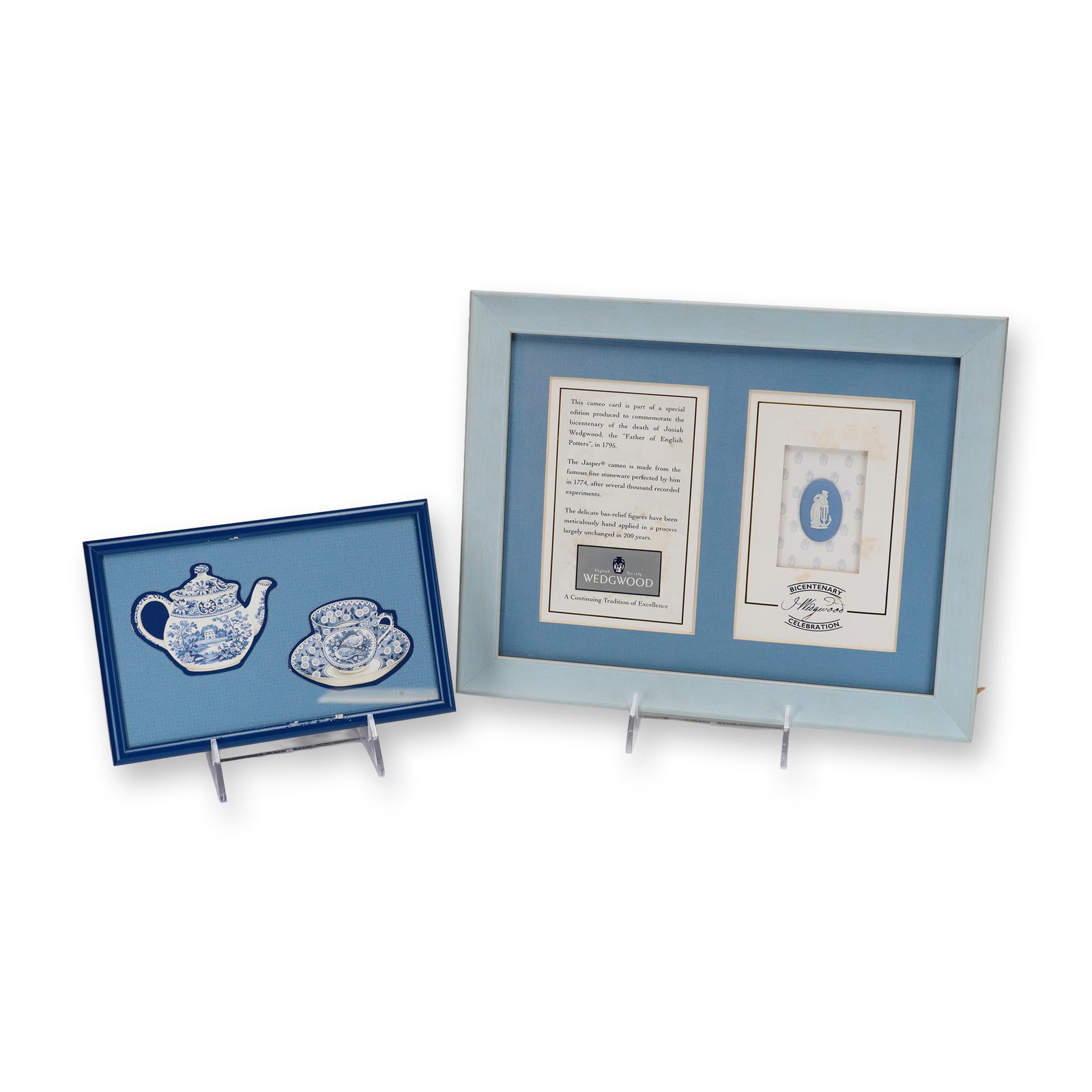 Two Framed Decorative Displays Including a Wedgwood Jasperware Bicentenary Set (1 of 3)