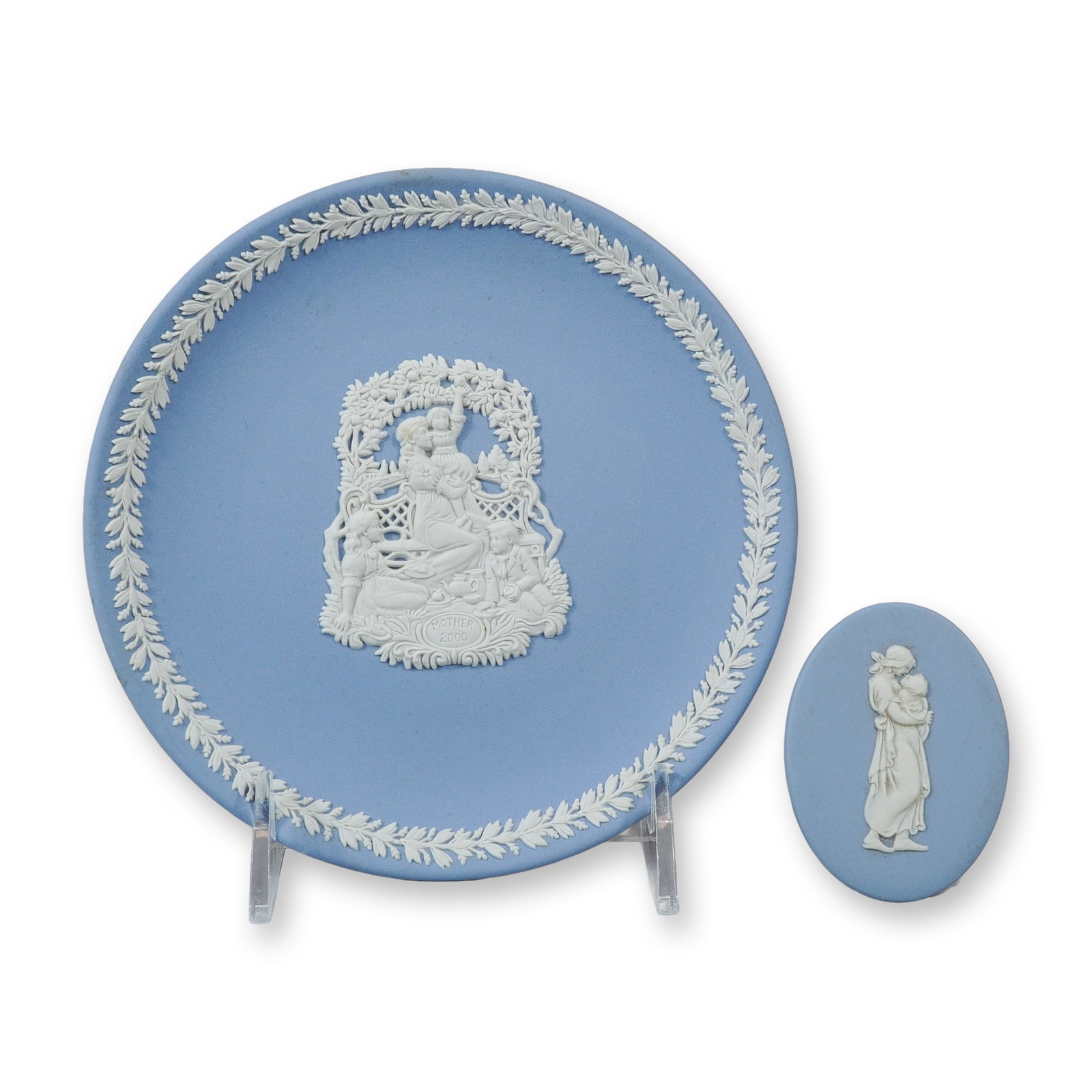 2pc Wedgwood Blue Jasperware Plate and Medallion (1 of 3)