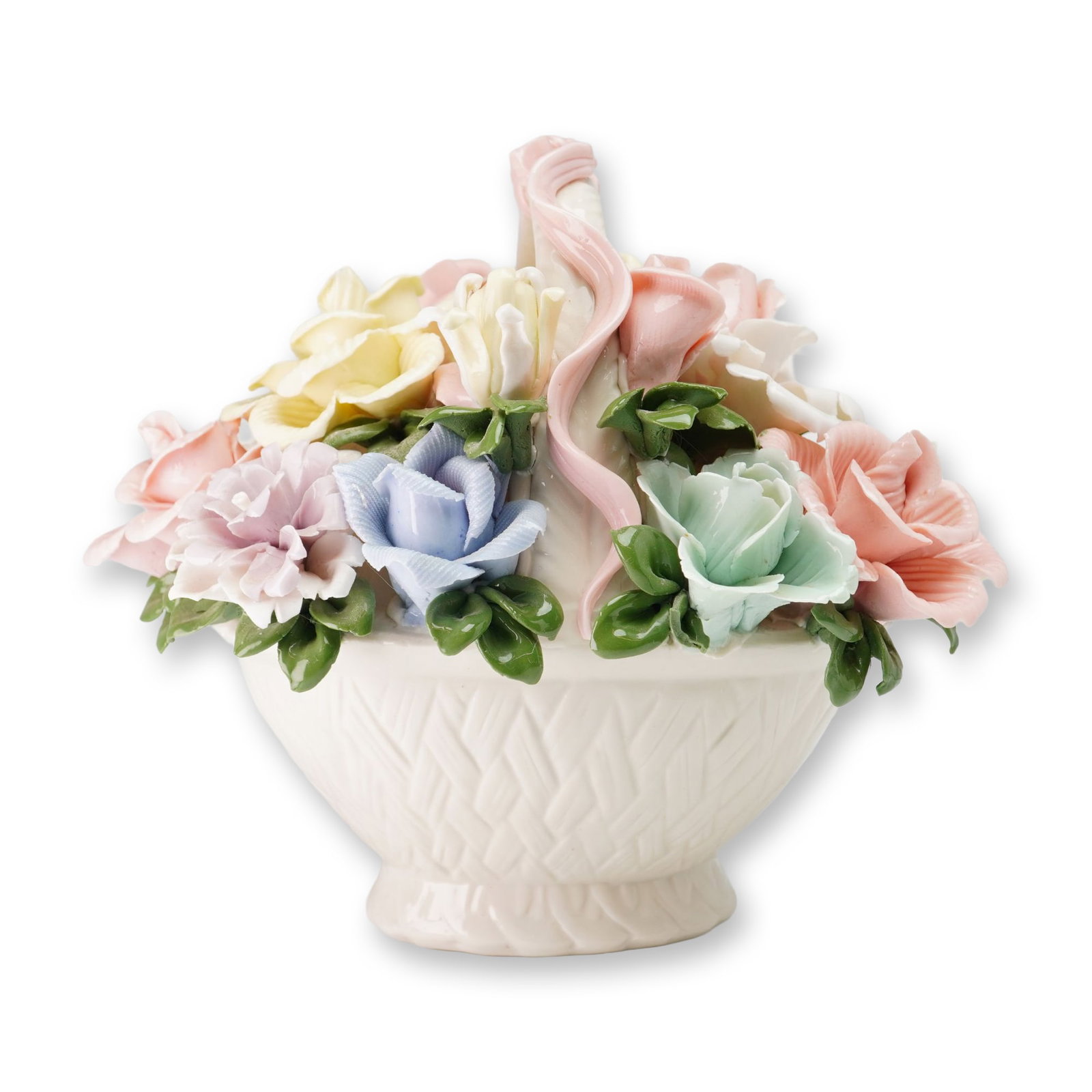 Polychrome Porcelain Basket of Flowers in the Style of Capodimonte (1 of 4)