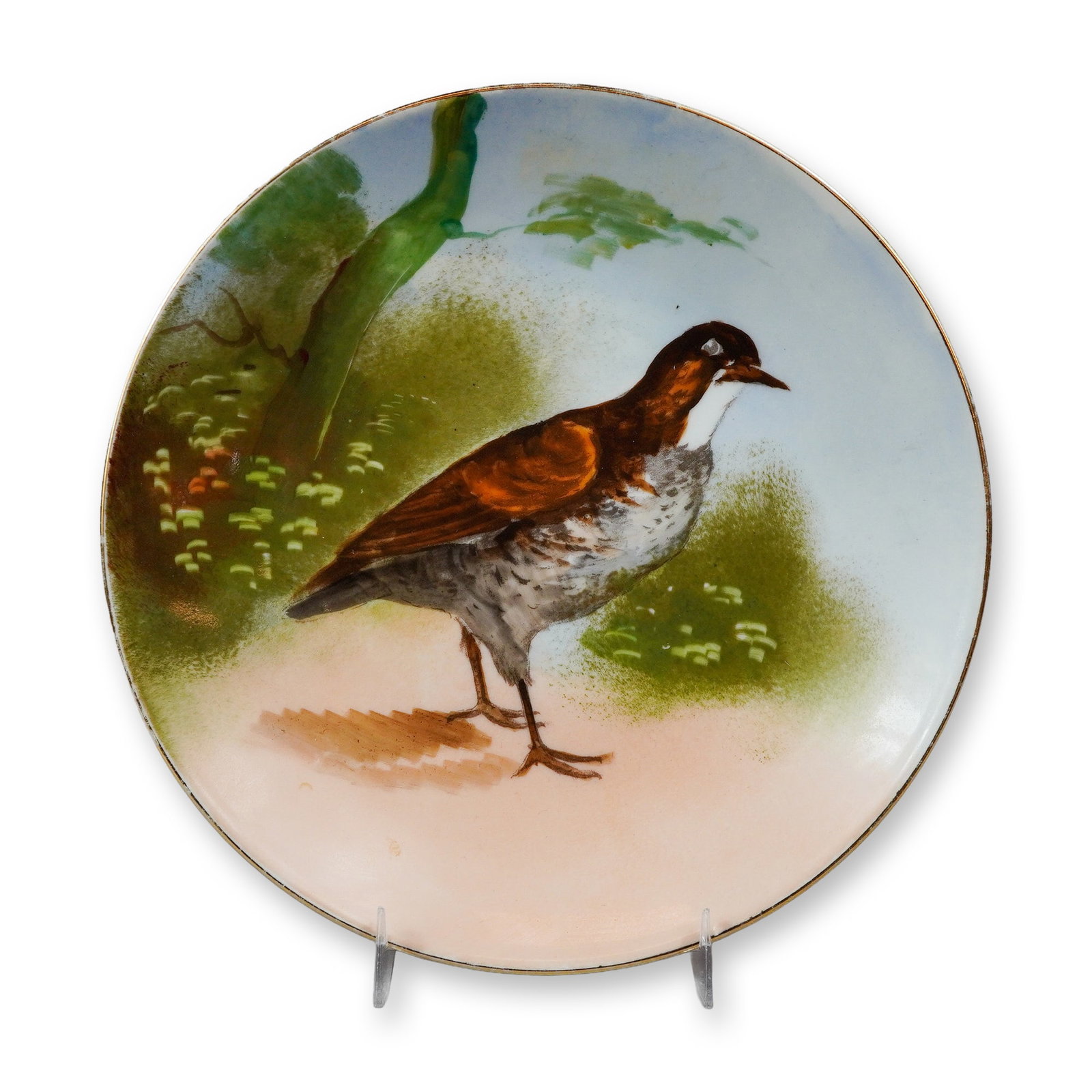 French Limoges Comte D'Artois Hand Painted Porcelain Wall Plate with Bird (1 of 3)