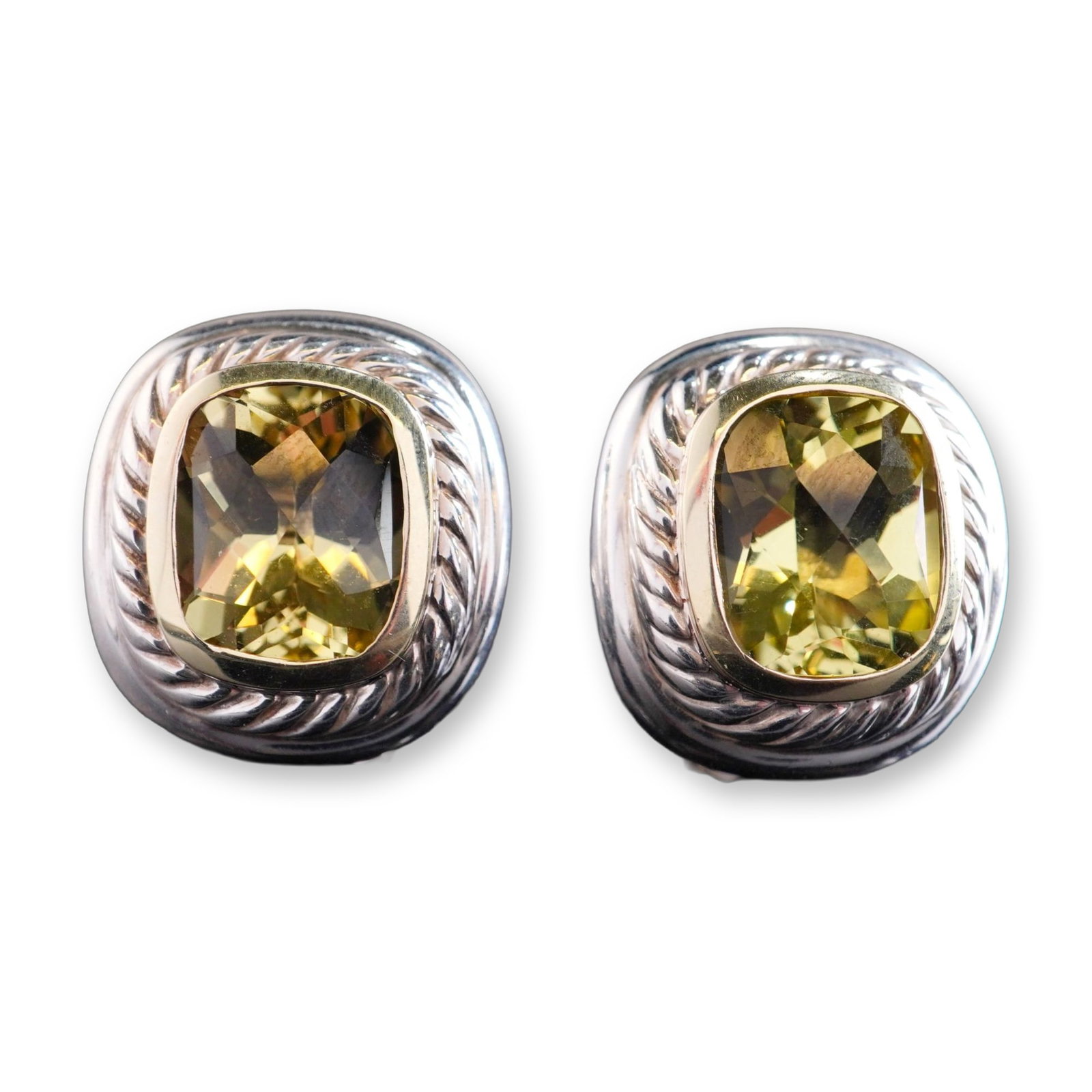 Pair of David Yurman Sterling Silver and 14K Yellow Gold Albion Citrine Earrings (1 of 4)