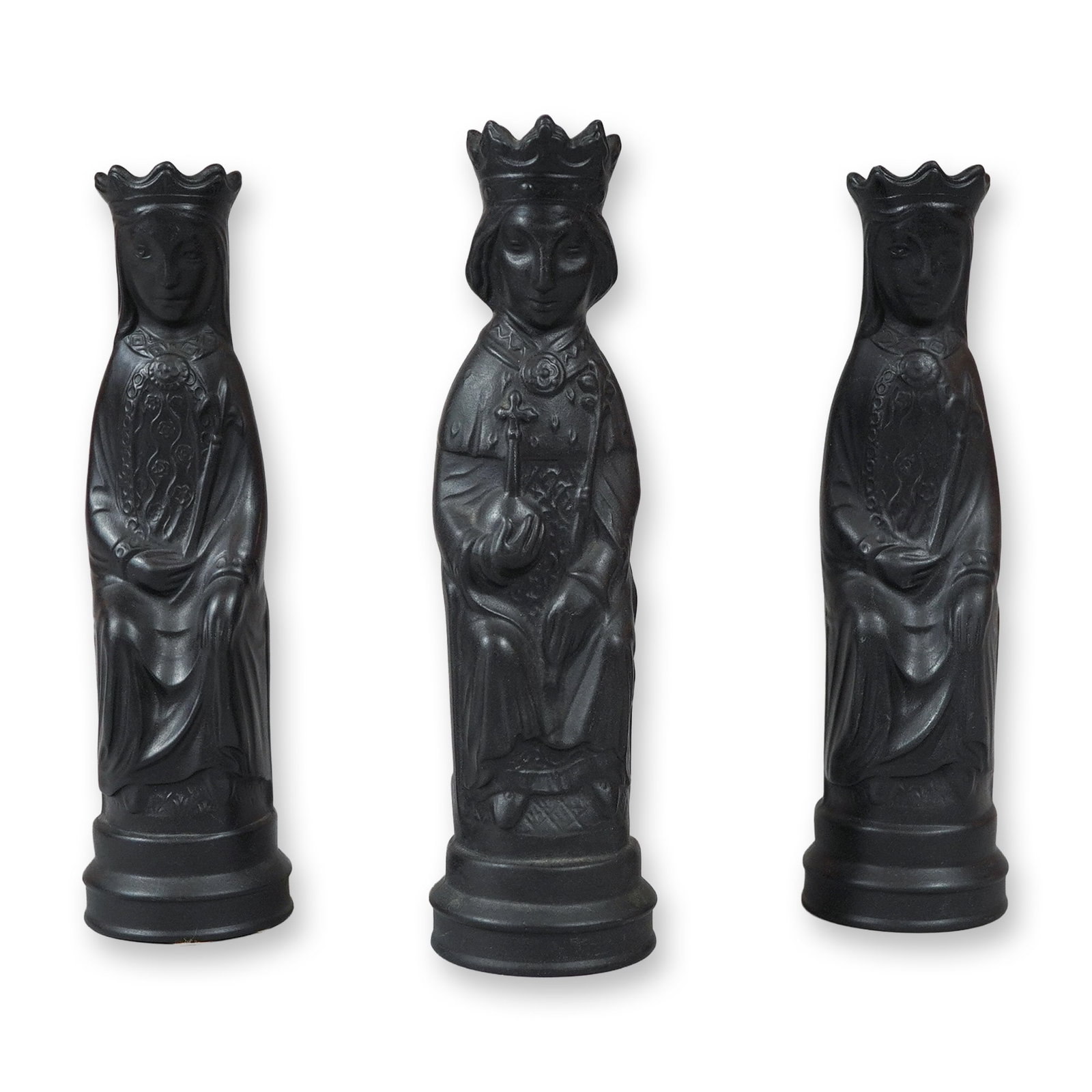 3pc Wedgwood Black Basalt Chess Figurines (1 of 4)
