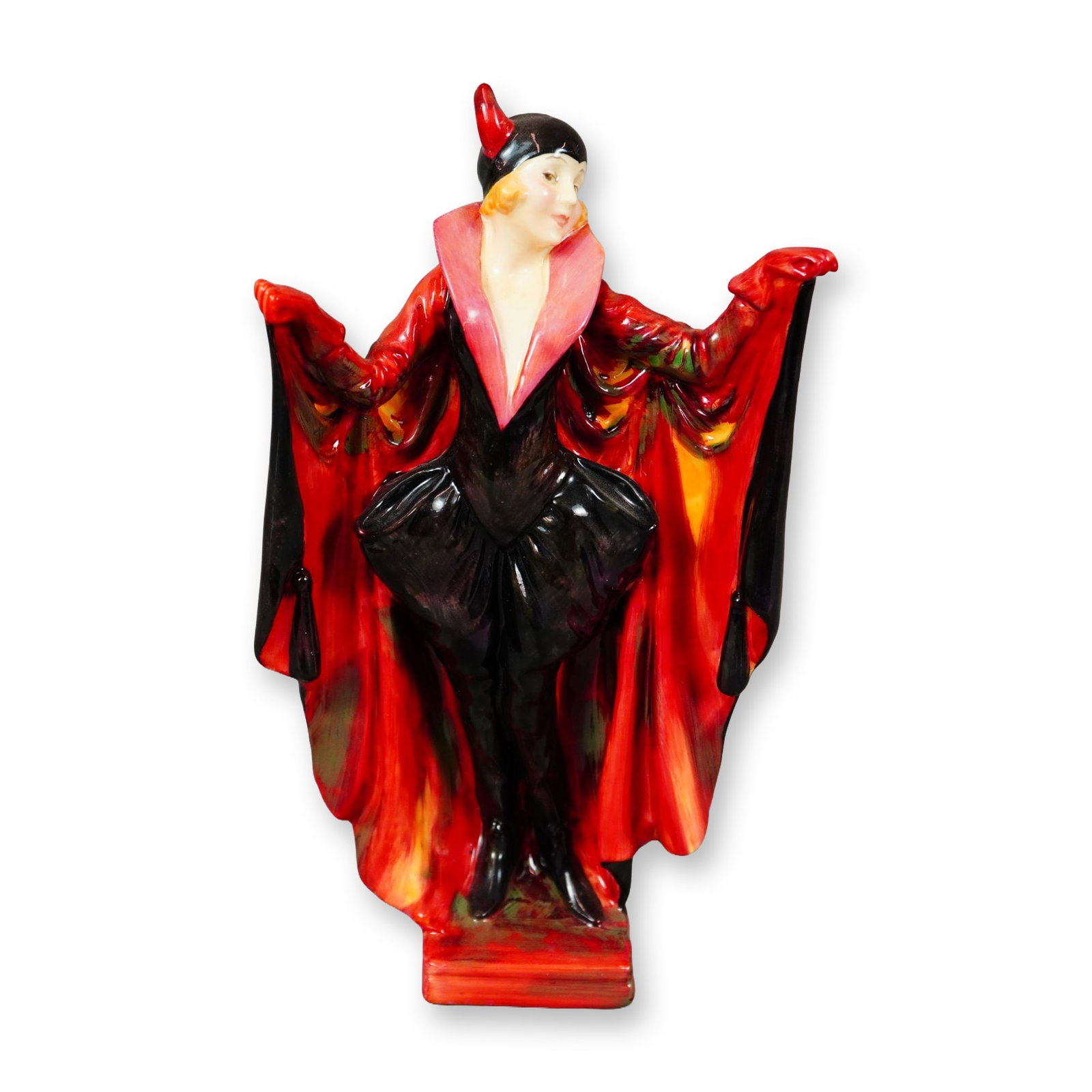 Royal Doulton Porcelain Figurine, Marietta HN1341: Part of the Art Deco series. Designed by Leslie Harradine. This hand-painted figure portrays Marietta, the heroine of the celebrated 19th-century operetta Die Fledermaus, elegantly modeled in a dramat