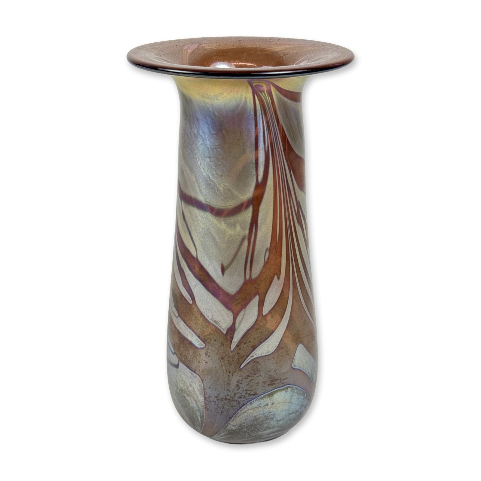 Michael Shearer Iridescent Pulled Feather Glass Vase (1 of 5)