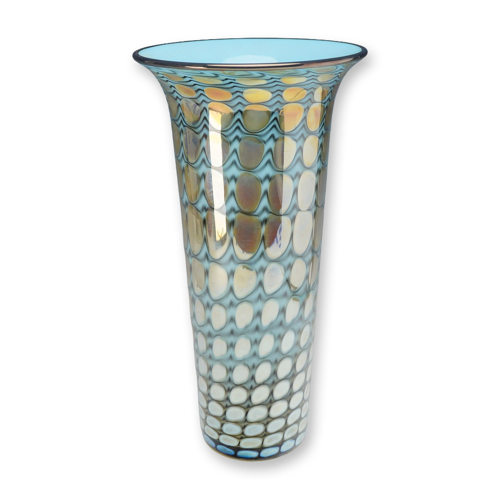 Thomas Philabaum Signed Reptilian Iridescent Studio Art Glass Vase (1 of 4)