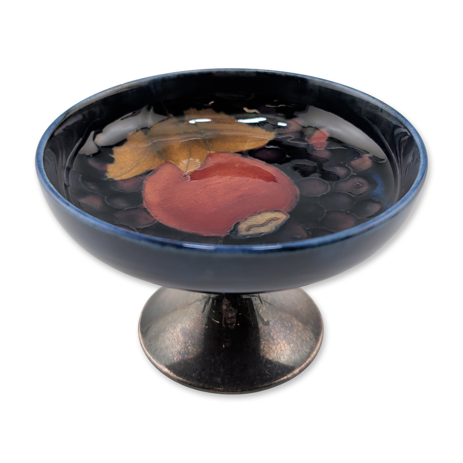 Moorcroft Pottery and William Hutton & Son EPNS Pedestal Bowl, Pomegranate (1 of 3)