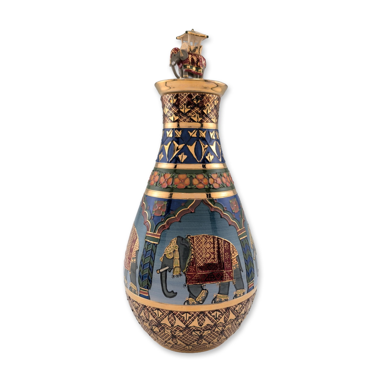 Dennis Chinaworks Very Rare Indian Elephant Lidded Vase, Only 10 Made (1 of 4)