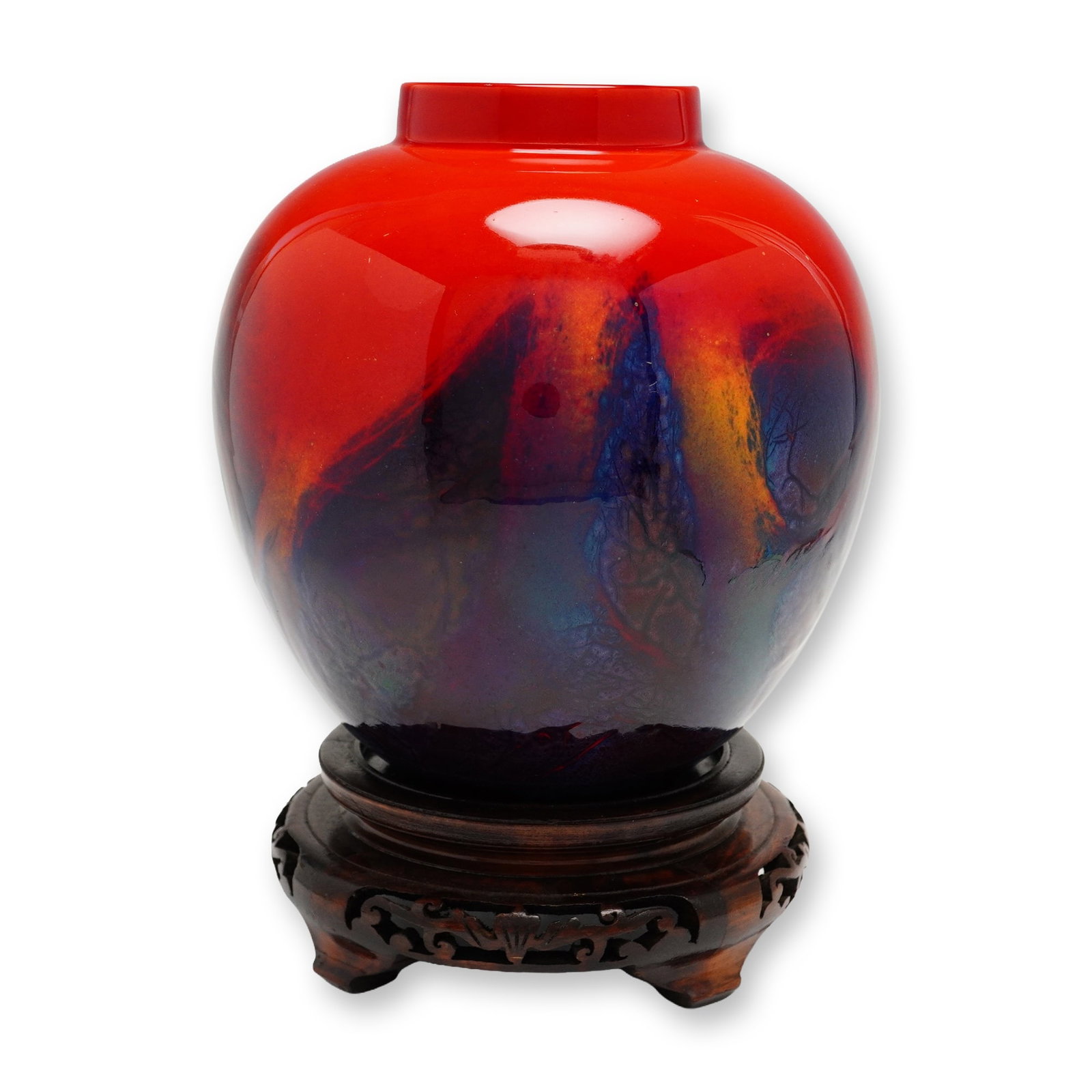Royal Doulton by Fred Moore Sung Flambe Vase with Base (1 of 4)