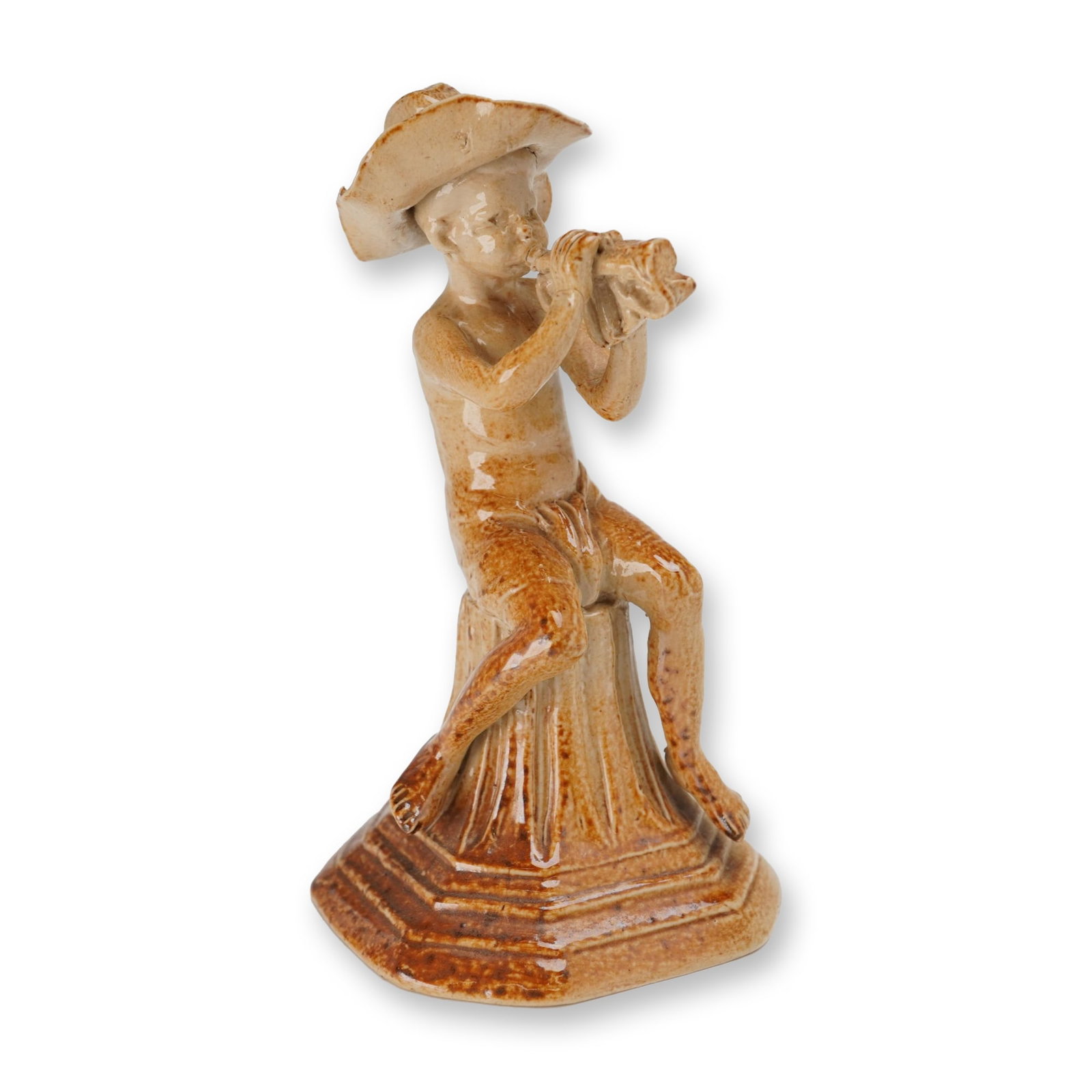 Doulton Lambeth by George Tinworth Stoneware Merry Musicians Figurine, Boy Musician Trumpet (1 of 3)