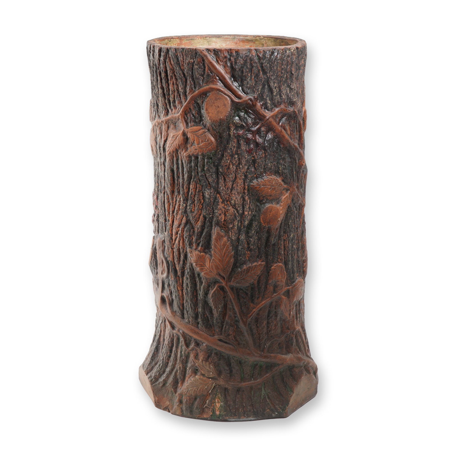 Weller Pottery Terracotta Tree Trunk Umbrella Stand (1 of 4)