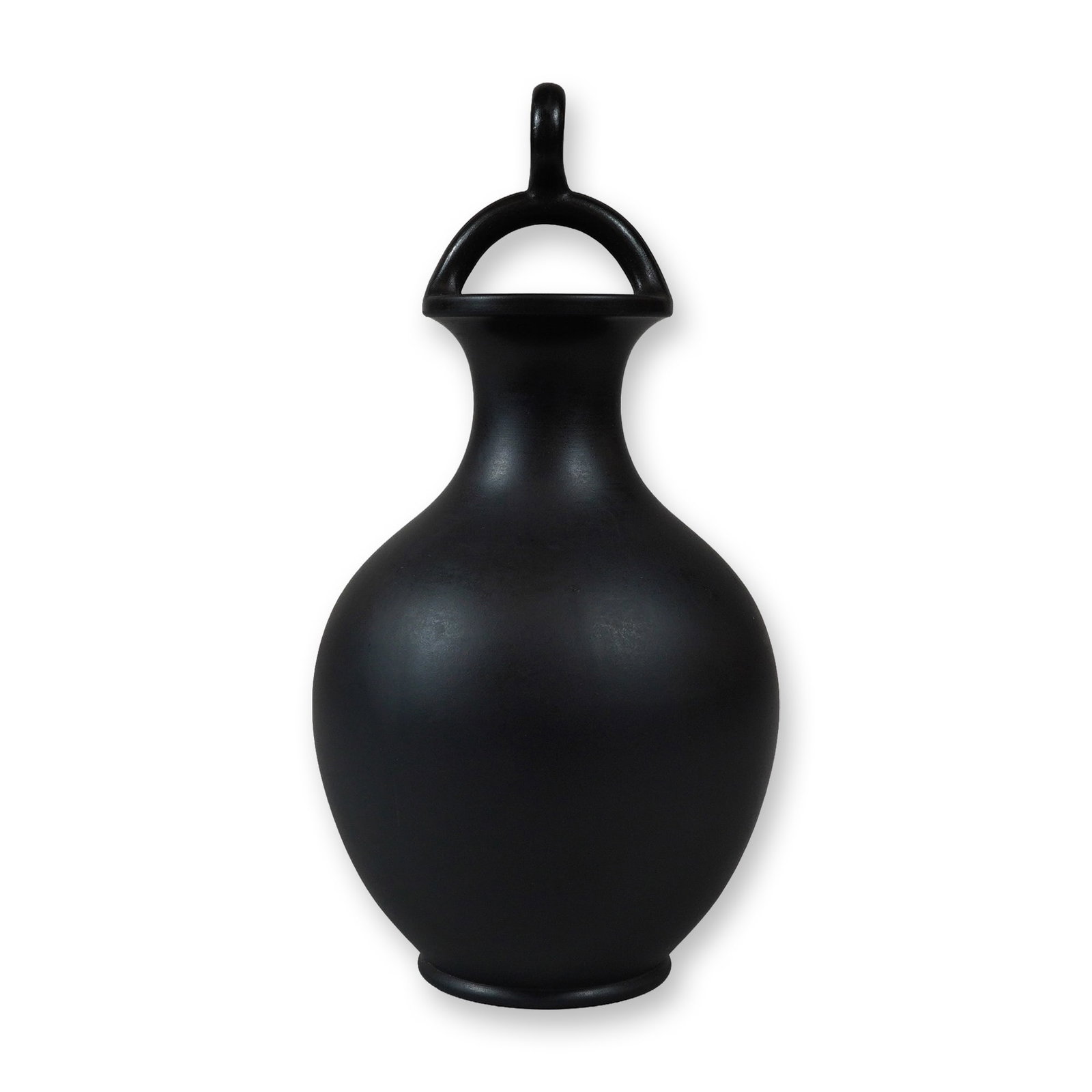 Wedgwood Black Basalt Ceramic with Loop Handle Vase with Loop Handle (1 of 3)