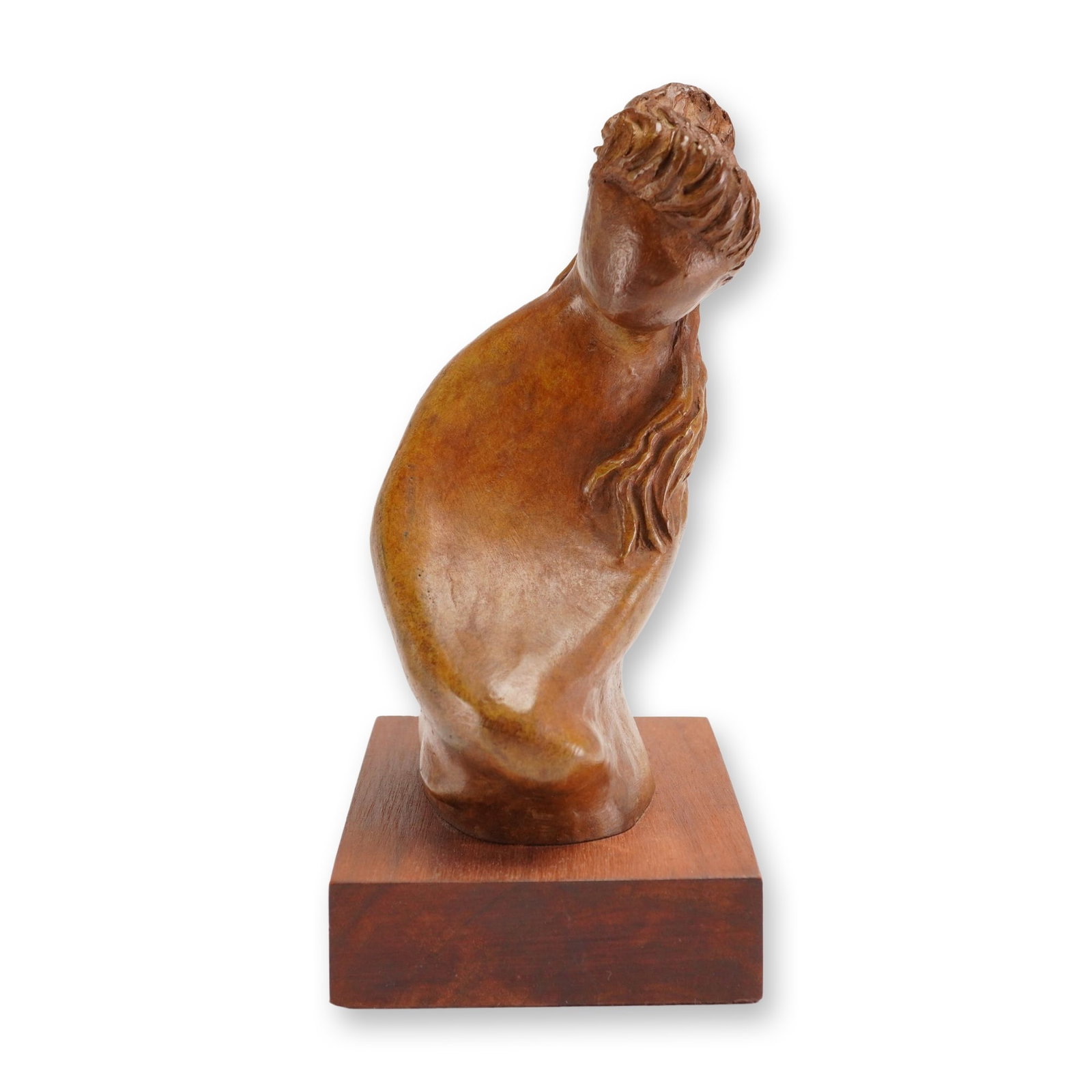 Kenneth Hari Modernist Bronze Sculpture of a Faceless Woman Edition 10/10: Kenneth Hari (American, born 1947). This modernist cast bronze sculpture depicts a semi-abstracted female torso in a stylized, figurative form. The piece is notable for its faceless features and